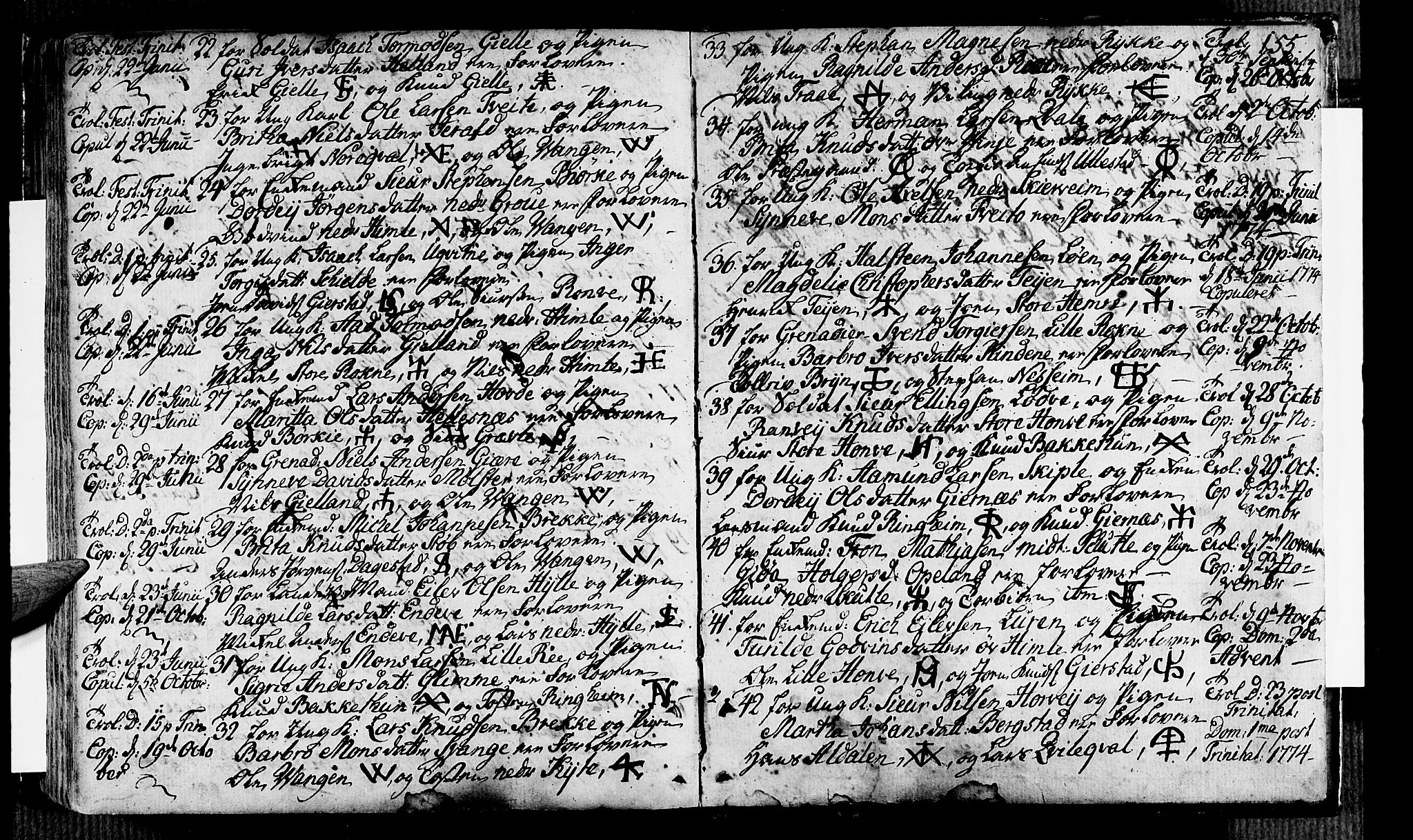 Voss sokneprestembete, AV/SAB-A-79001/H/Haa: Parish register (official) no. A 7, 1731-1773, p. 155