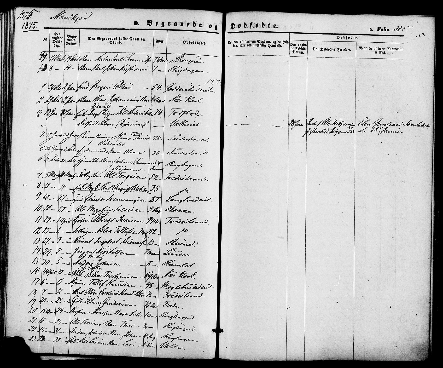 Holt sokneprestkontor, AV/SAK-1111-0021/F/Fa/L0010: Parish register (official) no. A 10, 1872-1885, p. 335