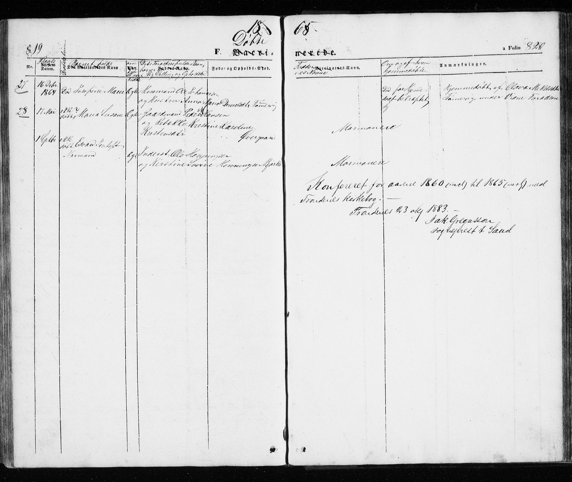 Trondenes sokneprestkontor, AV/SATØ-S-1319/H/Ha/L0010kirke: Parish register (official) no. 10, 1840-1865, p. 819-820