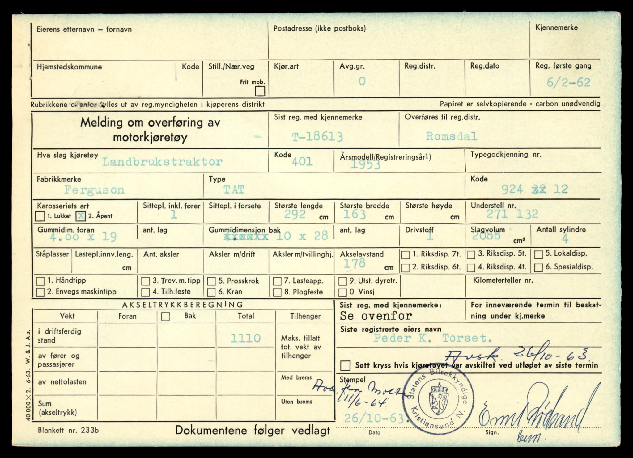 Møre og Romsdal vegkontor - Ålesund trafikkstasjon, AV/SAT-A-4099/F/Fe/L0049: Registreringskort for kjøretøy T 14864 - T 18613, 1927-1998, p. 3321