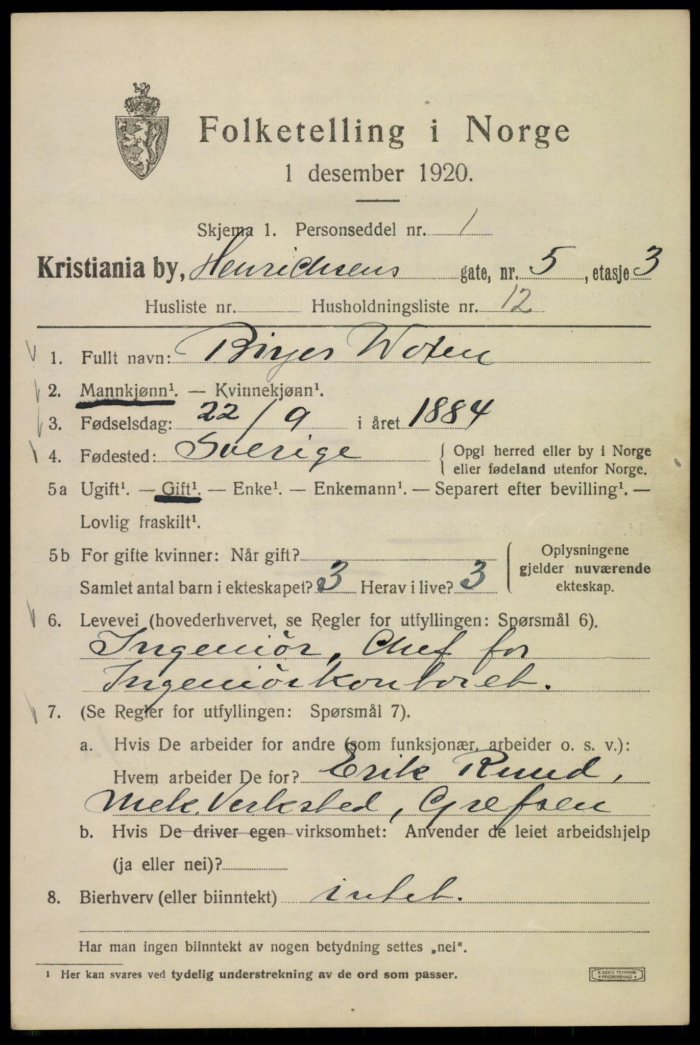 SAO, 1920 census for Kristiania, 1920, p. 286825