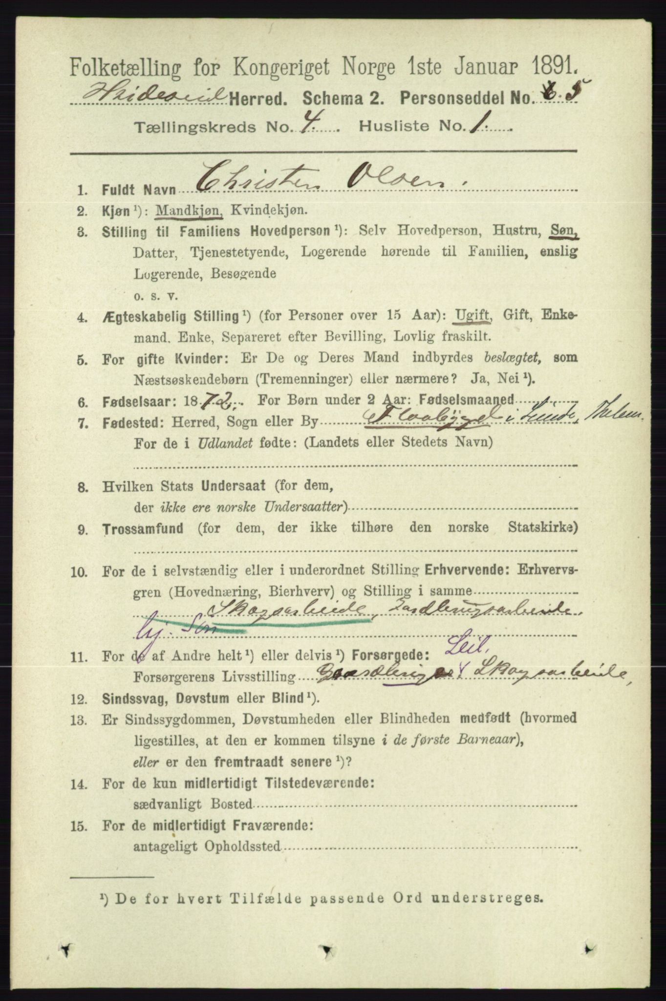 RA, 1891 census for 0829 Kviteseid, 1891, p. 731