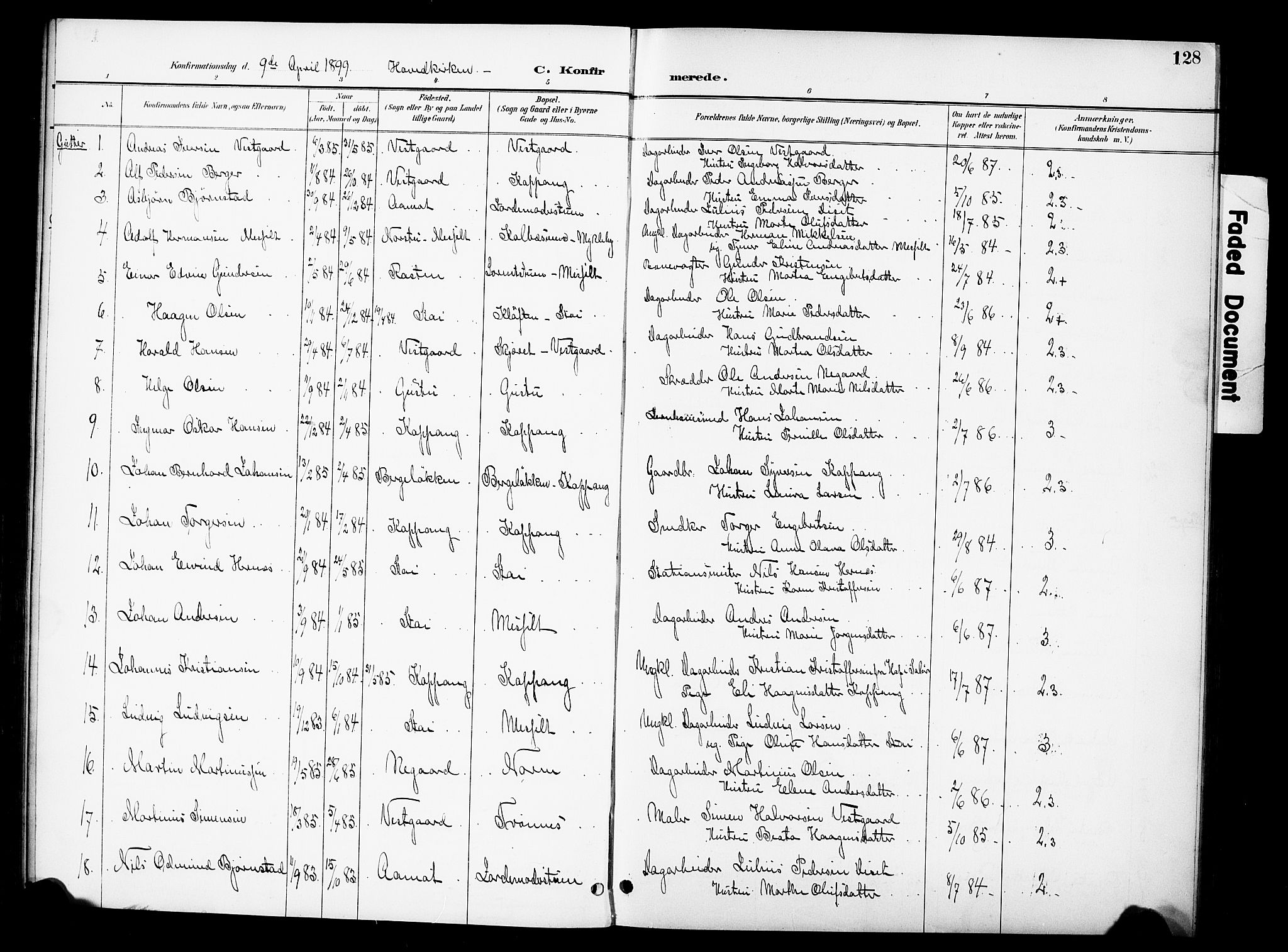 Stor-Elvdal prestekontor, SAH/PREST-052/H/Ha/Hab/L0003: Parish register (copy) no. 3, 1895-1917, p. 128