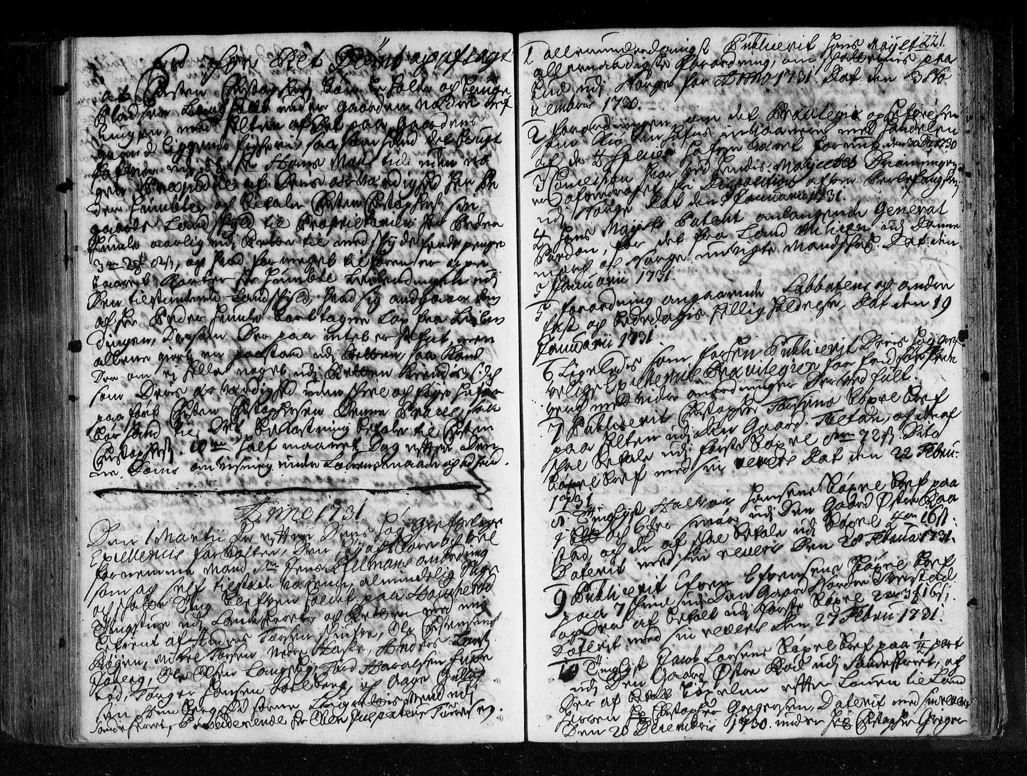 Larvik sorenskriveri, AV/SAKO-A-83/F/Fa/L0017: Tingbok, 1729-1731, p. 220b-221a