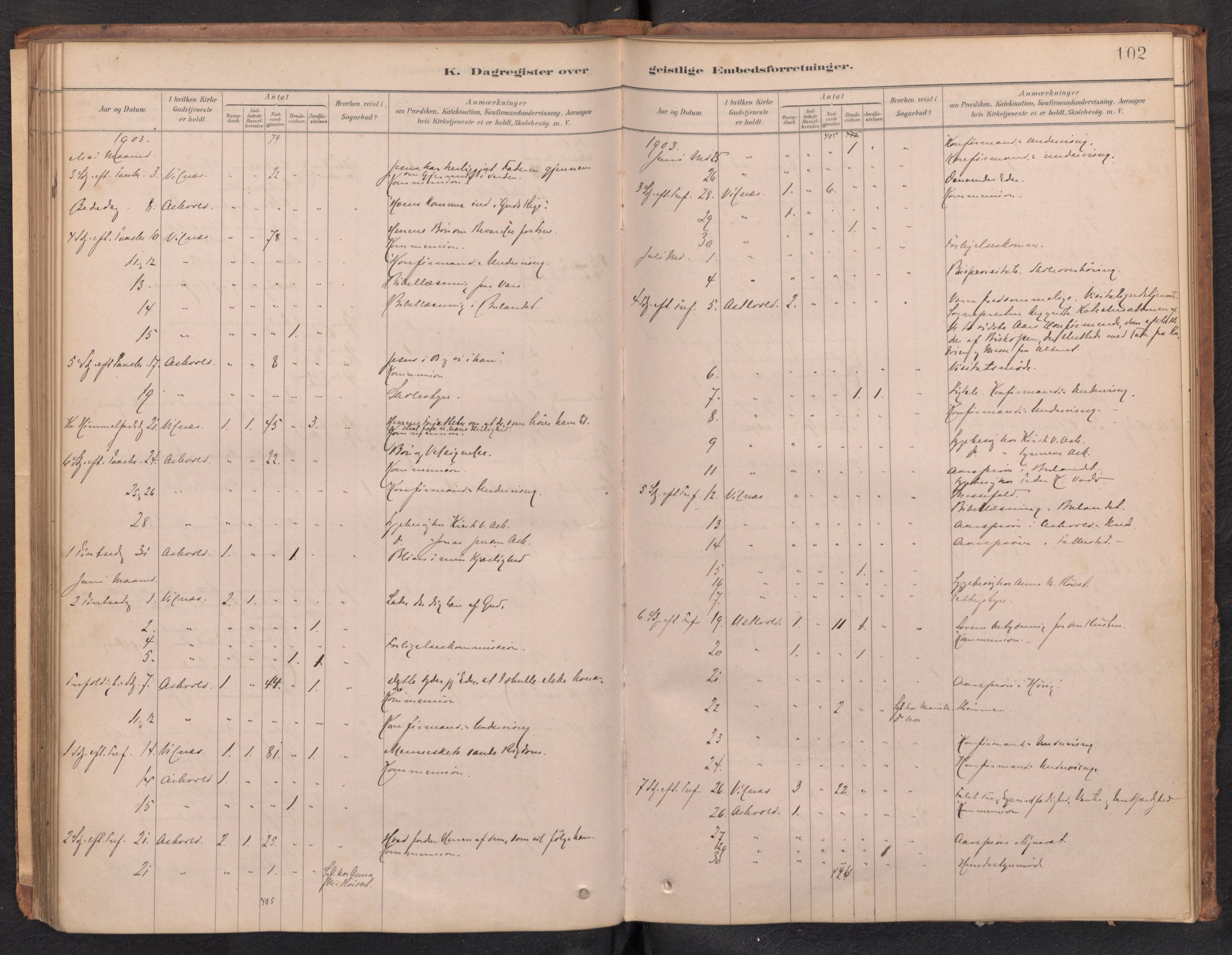 Askvoll sokneprestembete, AV/SAB-A-79501/H/Haa/Haad/L0002: Diary records no. D 2, 1879-1916, p. 101b-102a