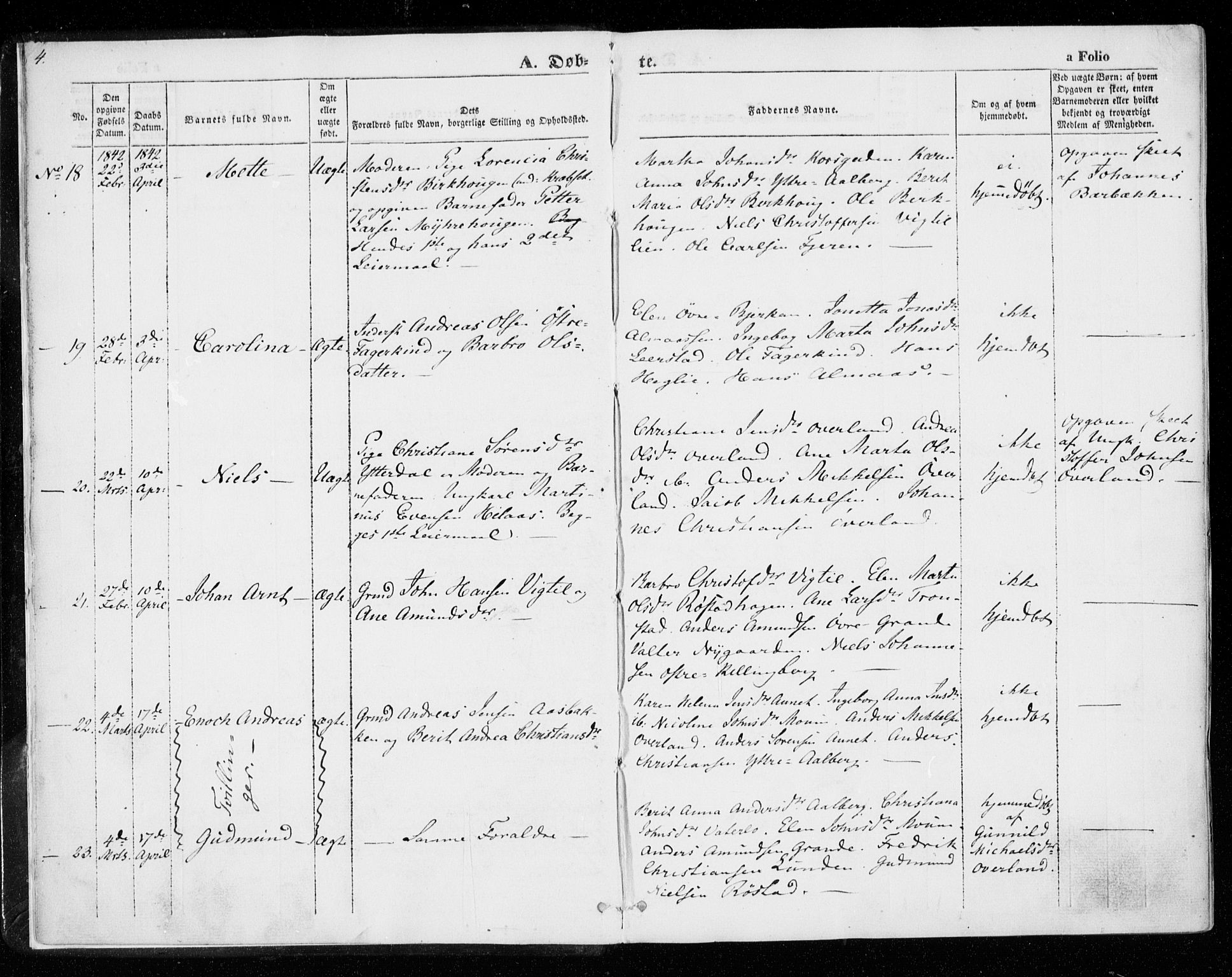 Ministerialprotokoller, klokkerbøker og fødselsregistre - Nord-Trøndelag, SAT/A-1458/701/L0007: Parish register (official) no. 701A07 /1, 1842-1854, p. 4