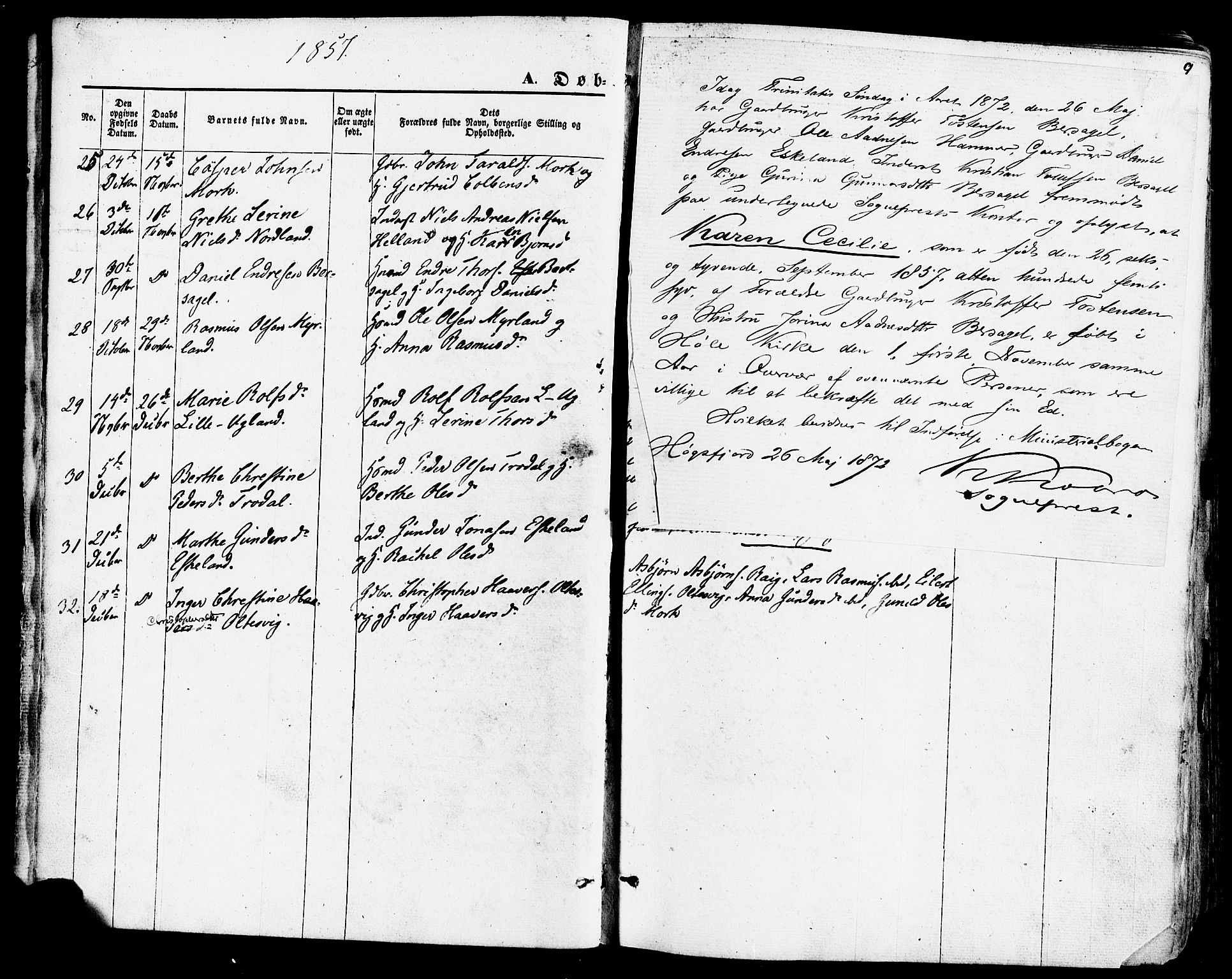 Høgsfjord sokneprestkontor, SAST/A-101624/H/Ha/Haa/L0002: Parish register (official) no. A 2, 1855-1885, p. 9