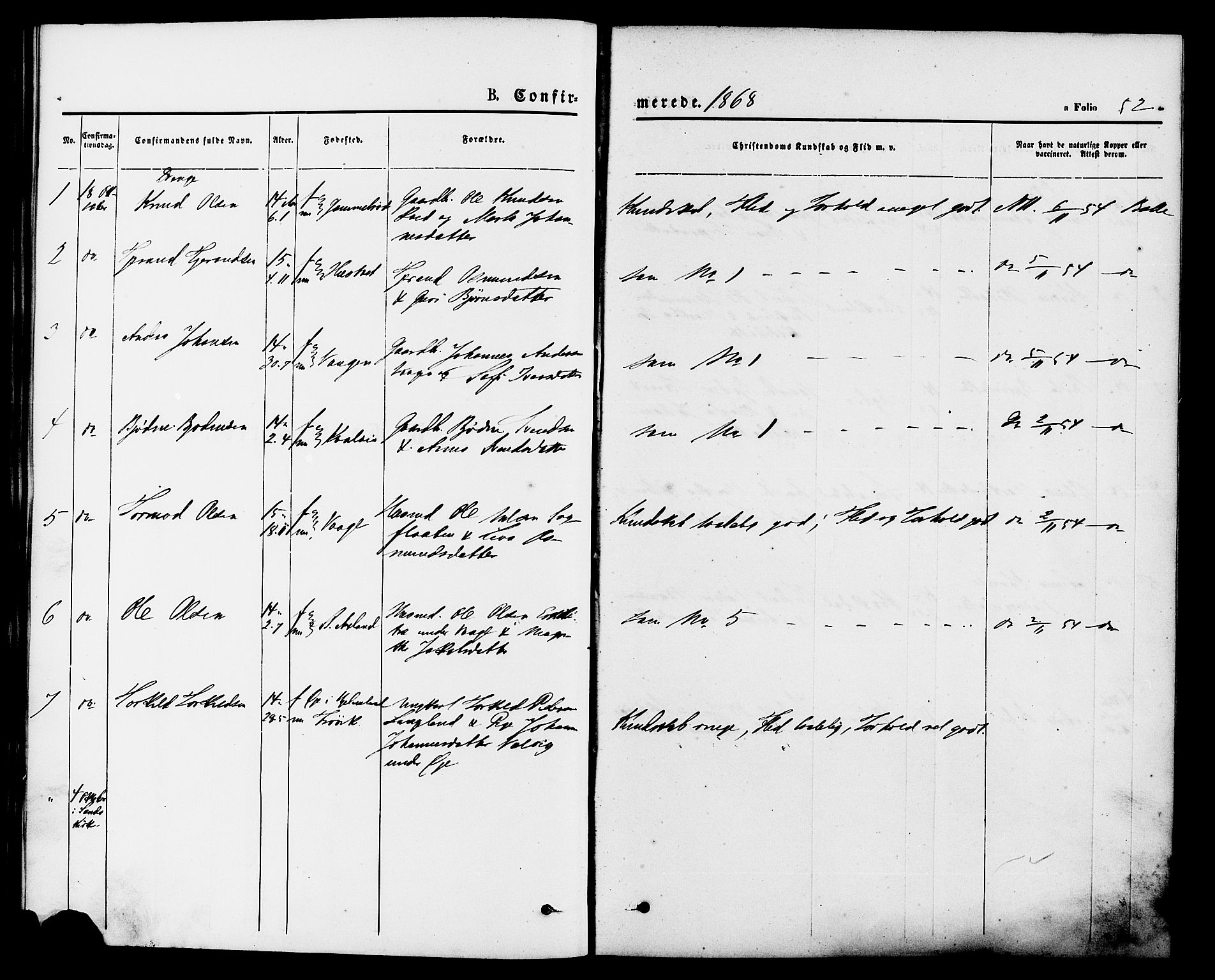 Vikedal sokneprestkontor, AV/SAST-A-101840/01/IV: Parish register (official) no. A 9, 1868-1885, p. 52