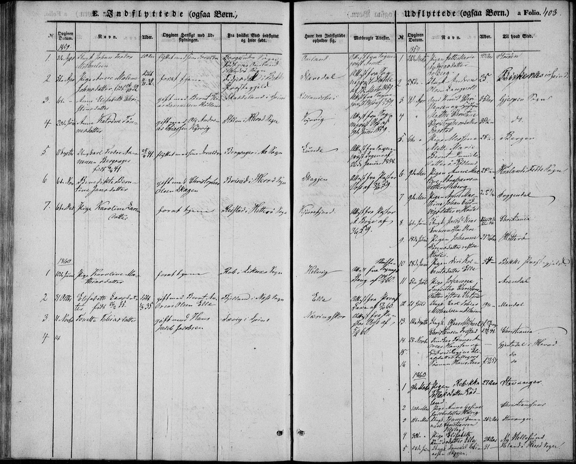 Lista sokneprestkontor, AV/SAK-1111-0027/F/Fb/L0002: Parish register (copy) no. B 2, 1847-1862, p. 403