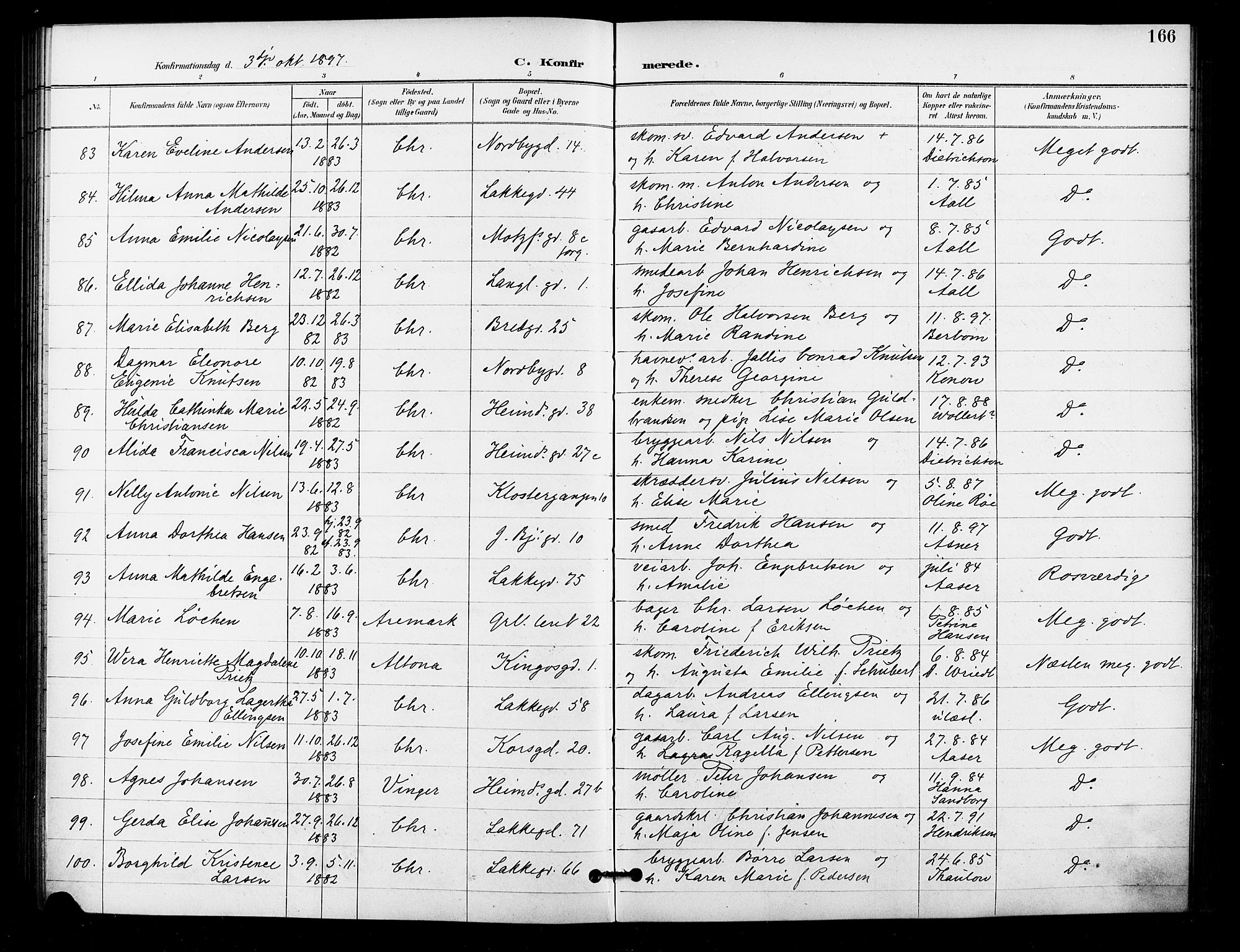 Grønland prestekontor Kirkebøker, AV/SAO-A-10848/F/Fa/L0011: Parish register (official) no. 11, 1892-1907, p. 166