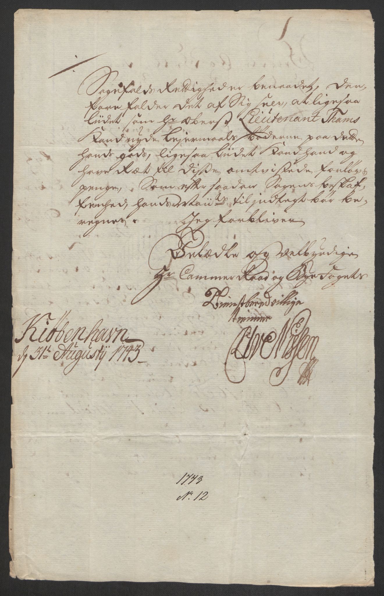 Rentekammeret inntil 1814, Reviderte regnskaper, Byregnskaper, AV/RA-EA-4066/R/Rs/L0541: [S22] Sikt og sakefall, 1743-1746, p. 44