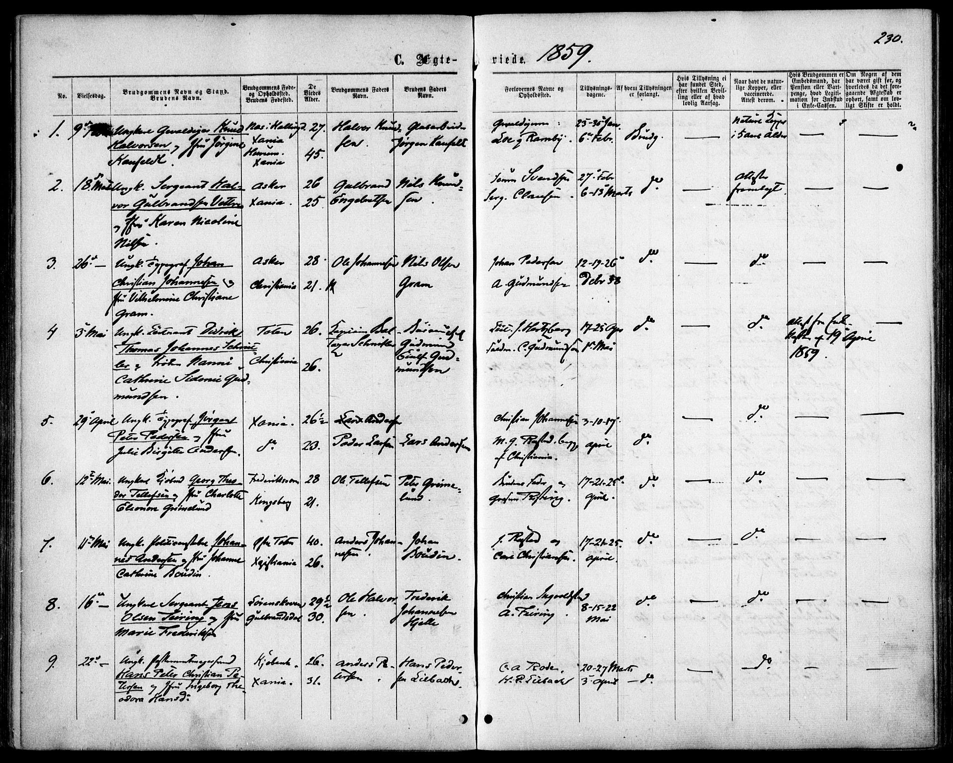Garnisonsmenigheten Kirkebøker, SAO/A-10846/F/Fa/L0010: Parish register (official) no. 10, 1859-1869, p. 230