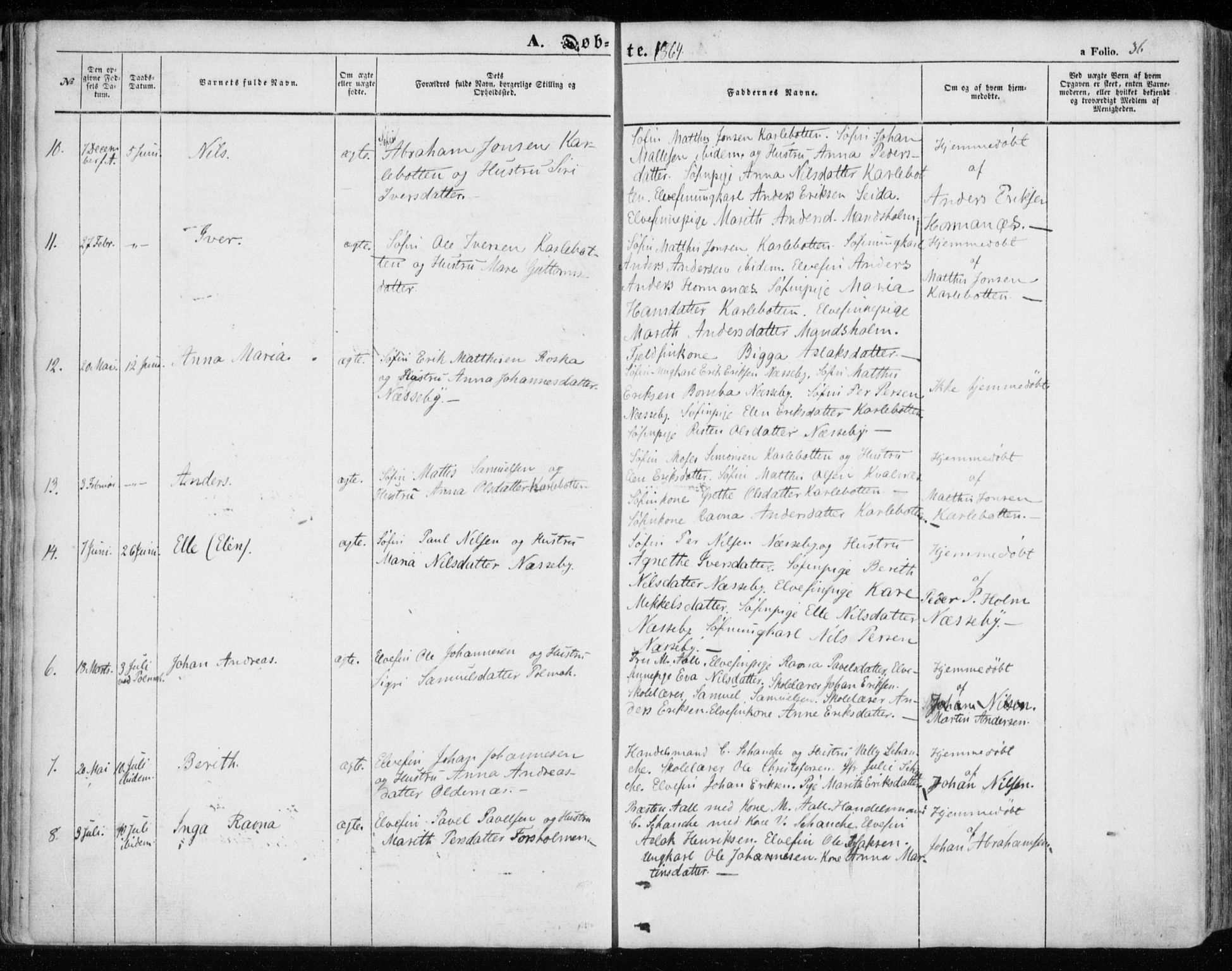 Nesseby sokneprestkontor, SATØ/S-1330/H/Ha/L0002kirke: Parish register (official) no. 2, 1856-1864, p. 36