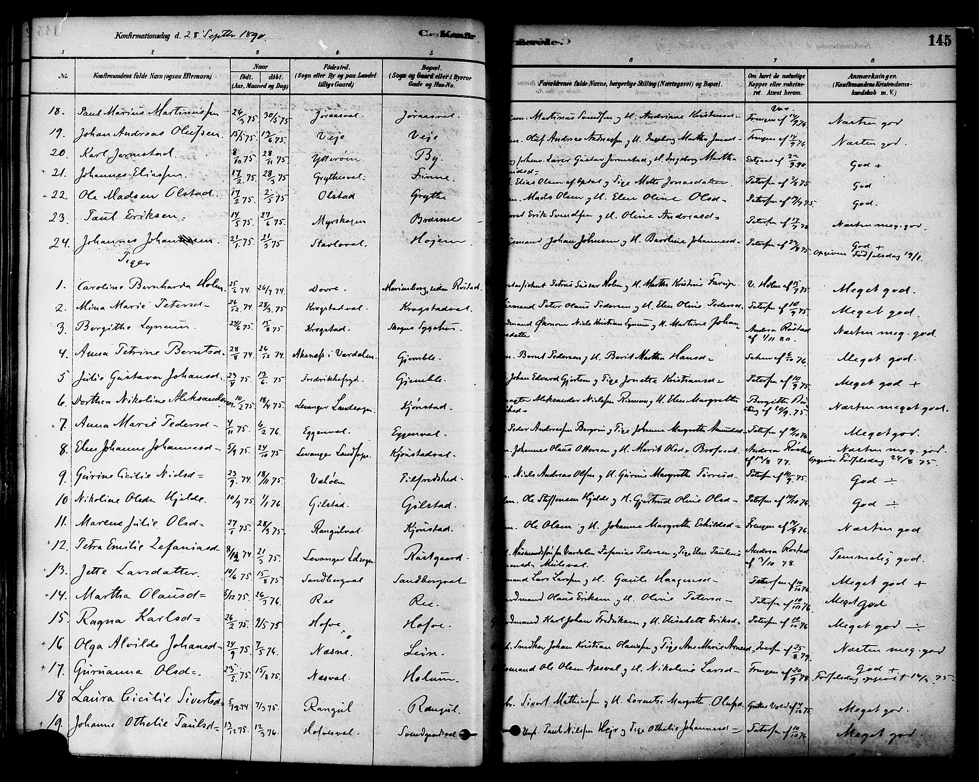 Ministerialprotokoller, klokkerbøker og fødselsregistre - Nord-Trøndelag, SAT/A-1458/717/L0159: Parish register (official) no. 717A09, 1878-1898, p. 145