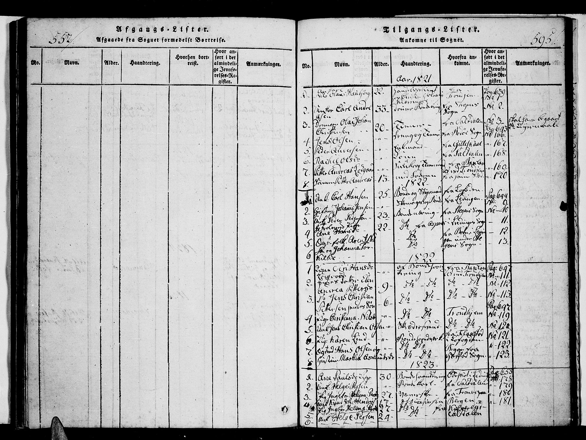 Ministerialprotokoller, klokkerbøker og fødselsregistre - Nordland, SAT/A-1459/853/L0768: Parish register (official) no. 853A07, 1821-1836, p. 552-595