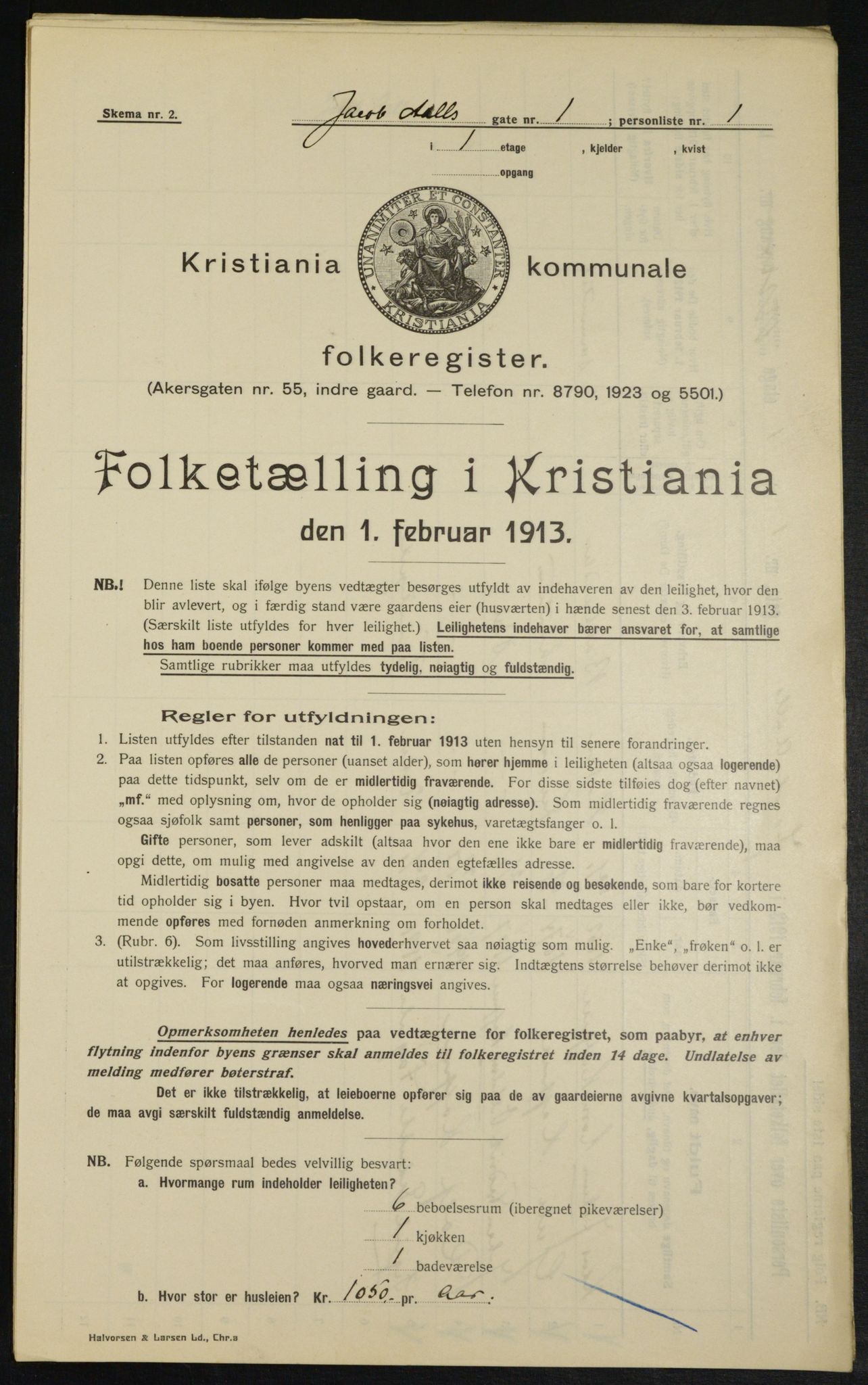 OBA, Municipal Census 1913 for Kristiania, 1913, p. 44506