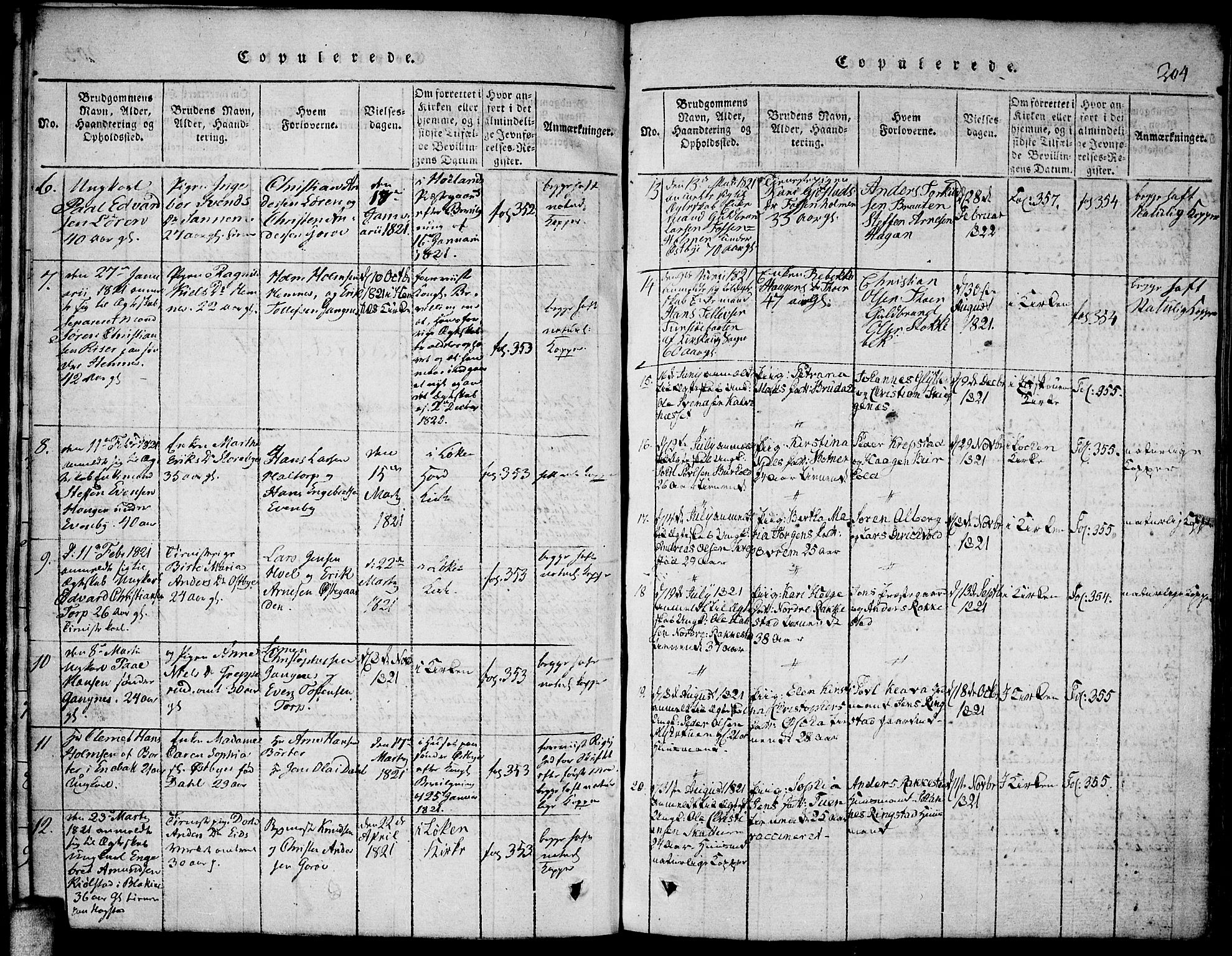 Høland prestekontor Kirkebøker, SAO/A-10346a/F/Fa/L0007: Parish register (official) no. I 7, 1814-1827, p. 204