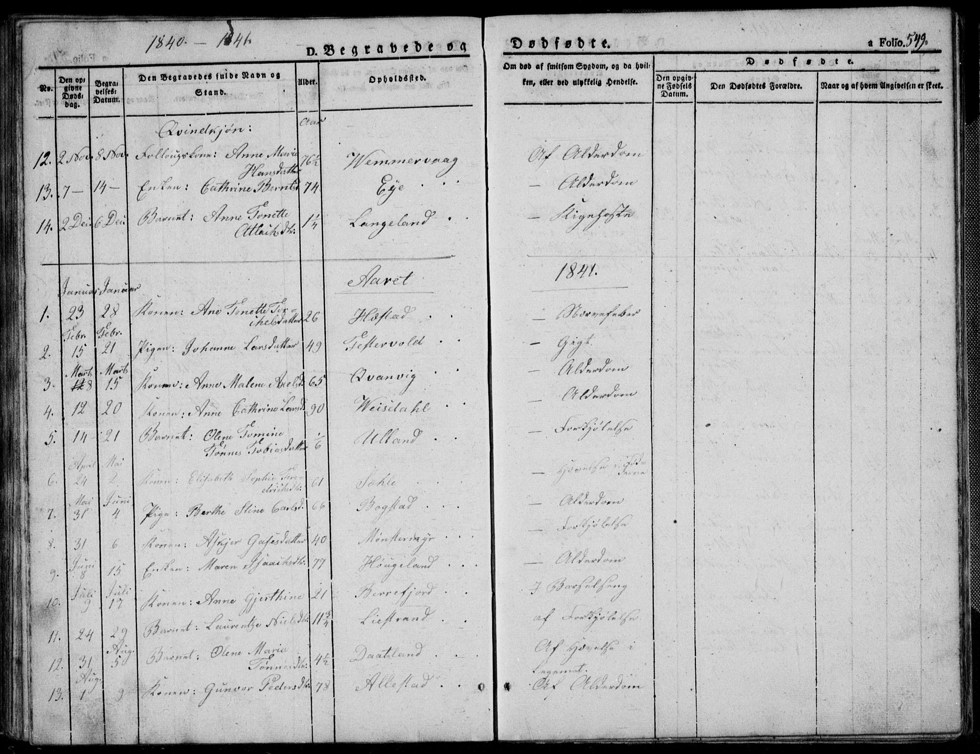 Flekkefjord sokneprestkontor, SAK/1111-0012/F/Fb/Fbb/L0002: Parish register (copy) no. B 2b, 1831-1866, p. 549
