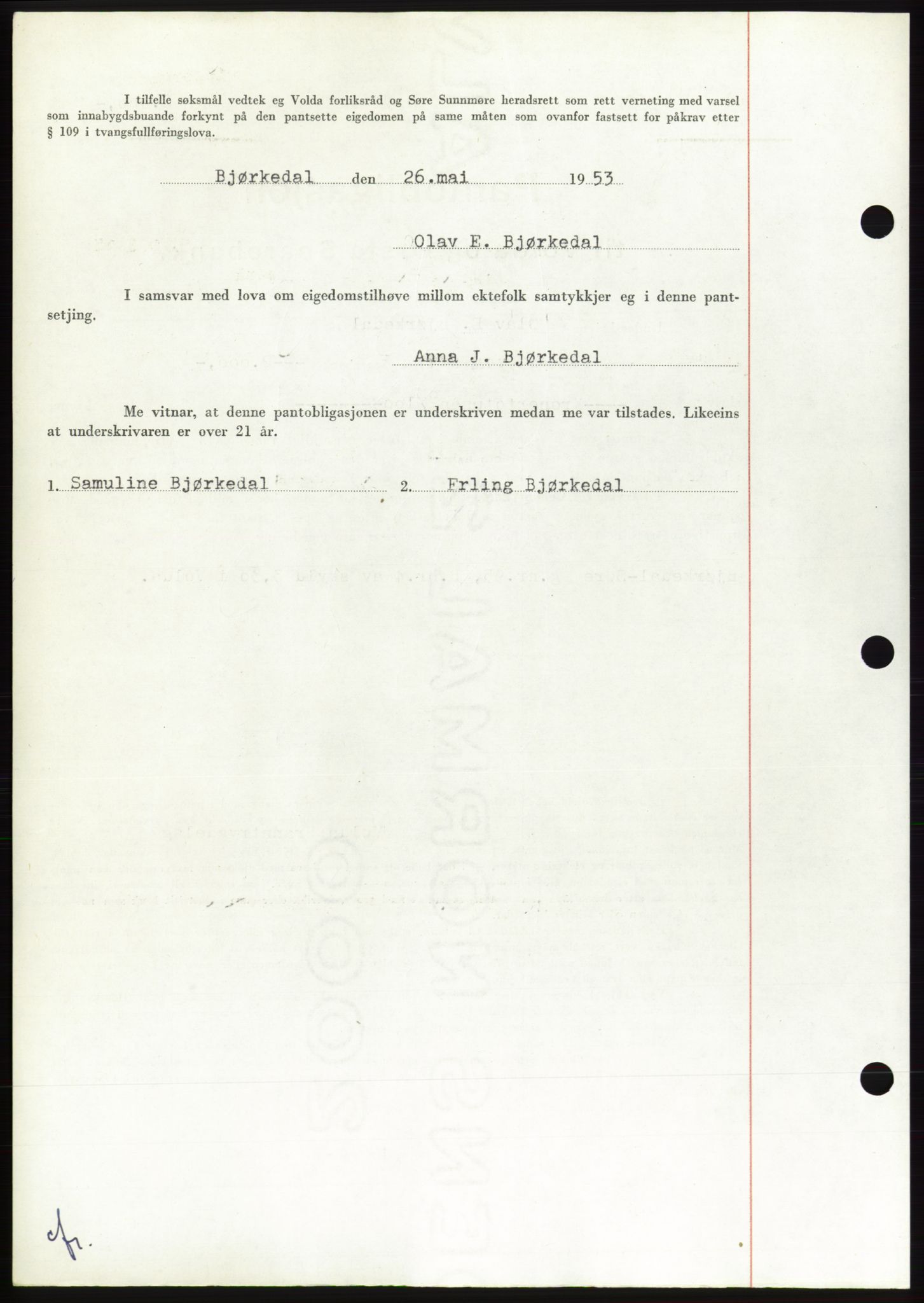 Søre Sunnmøre sorenskriveri, SAT/A-4122/1/2/2C/L0123: Mortgage book no. 11B, 1953-1953, Diary no: : 1194/1953
