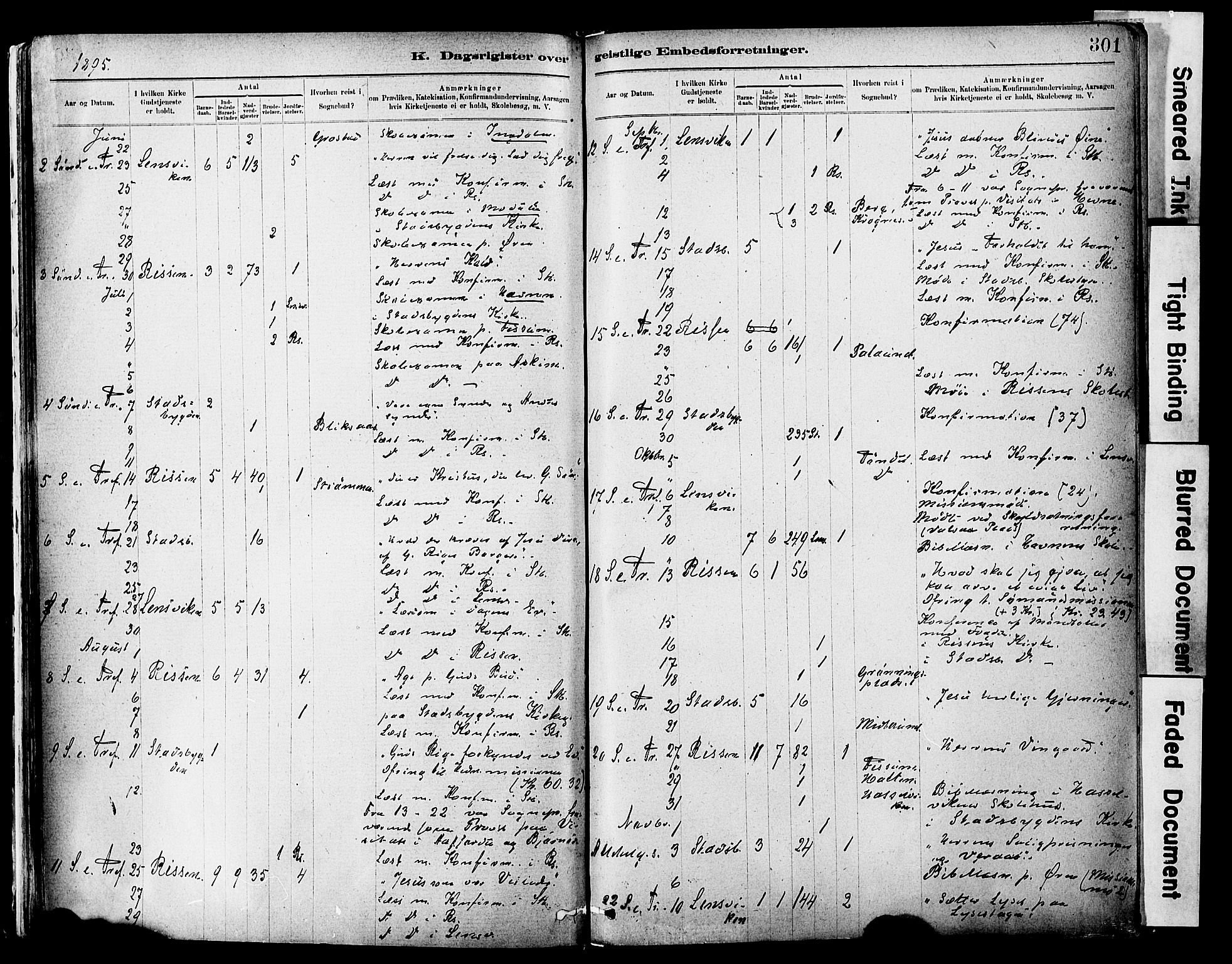 Ministerialprotokoller, klokkerbøker og fødselsregistre - Sør-Trøndelag, AV/SAT-A-1456/646/L0615: Parish register (official) no. 646A13, 1885-1900, p. 301