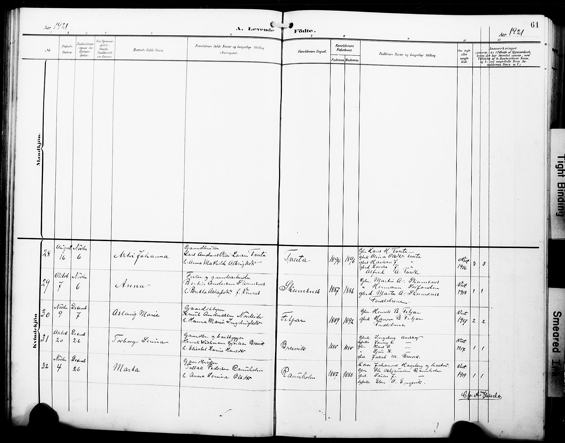 Fitjar sokneprestembete, AV/SAB-A-99926: Parish register (copy) no. B 1, 1906-1928, p. 61