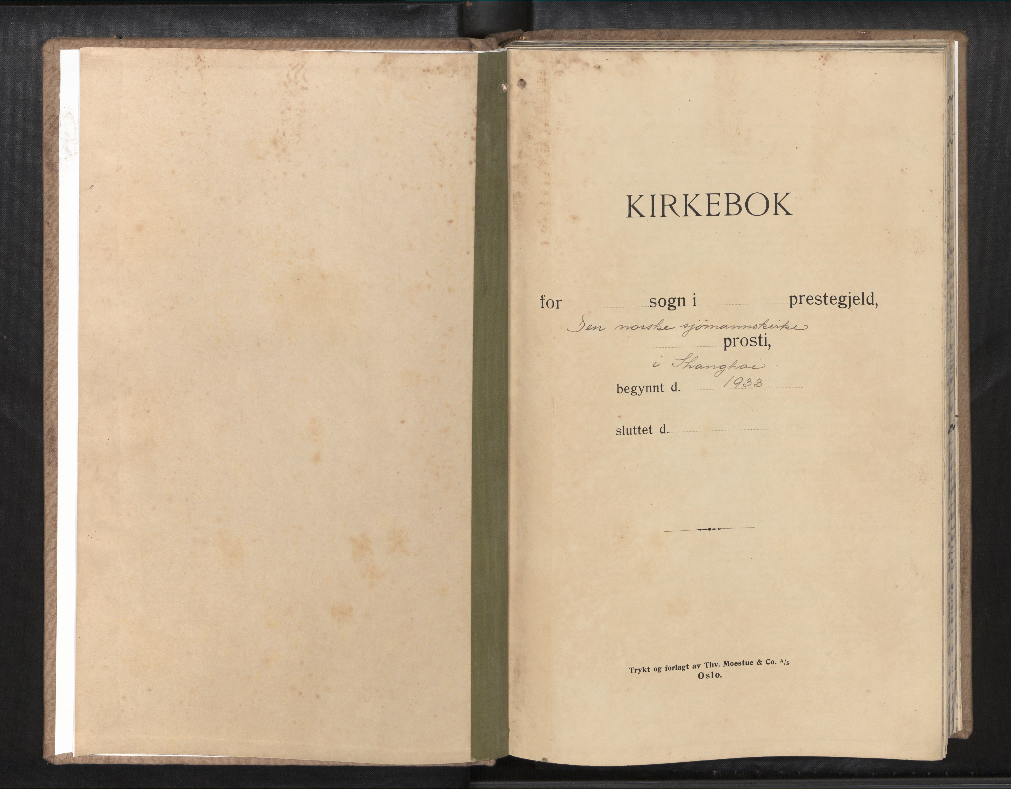  Den norske sjømannsmisjon i utlandet/Kinesiske havner (Shanghai-Hong Kong), SAB/SAB/PA-0120/H/Ha/Hab/L0001: Parish register (official) no. A 1, 1933-1947