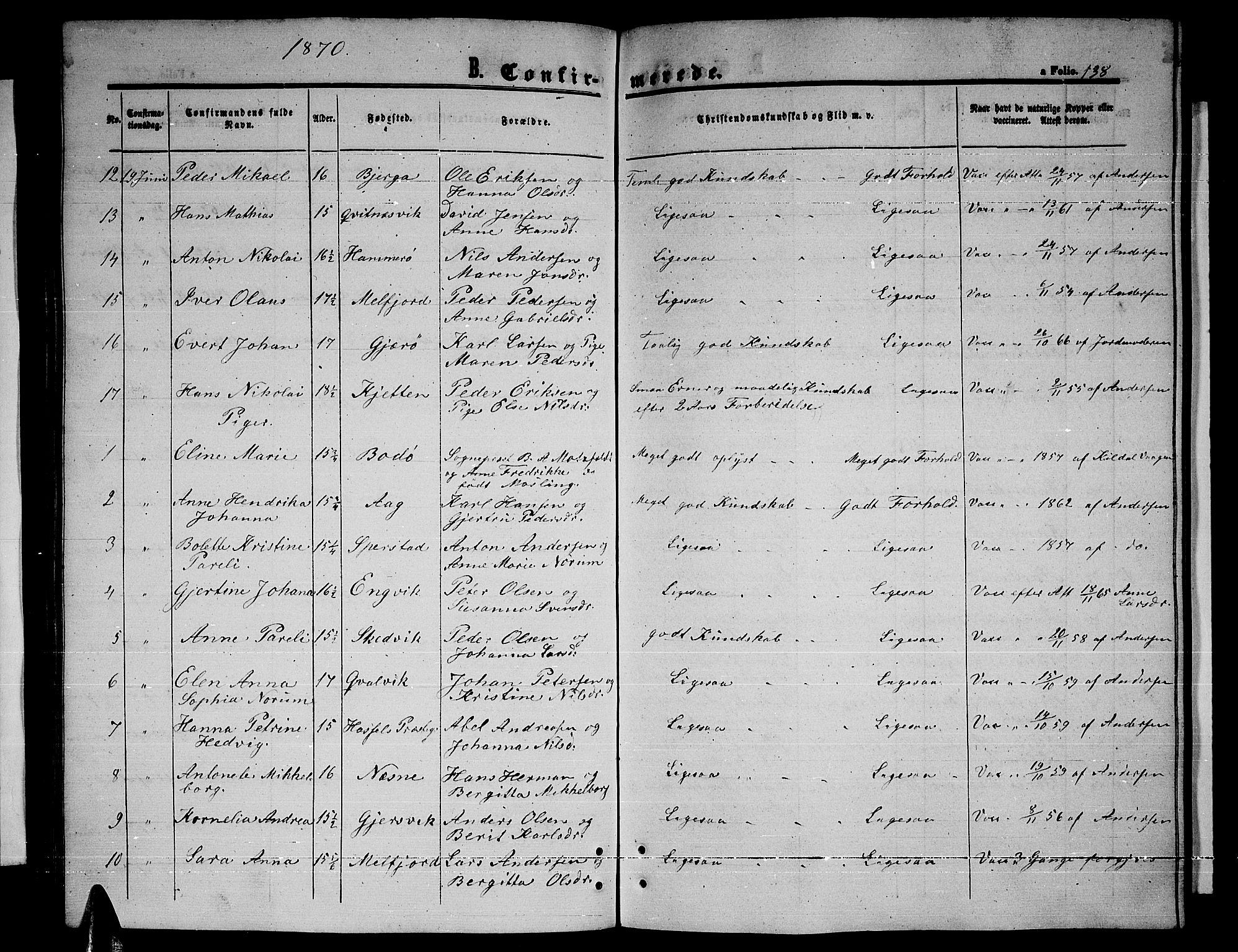Ministerialprotokoller, klokkerbøker og fødselsregistre - Nordland, AV/SAT-A-1459/841/L0619: Parish register (copy) no. 841C03, 1856-1876, p. 138