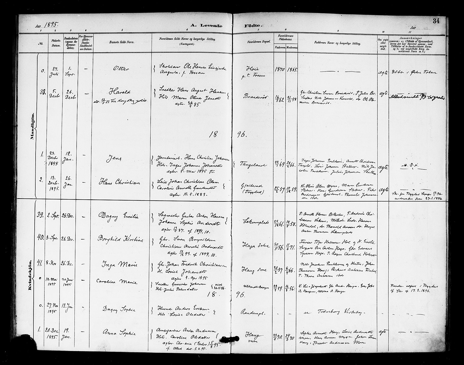 Eidsberg prestekontor Kirkebøker, AV/SAO-A-10905/F/Fa/L0013: Parish register (official) no. I 13, 1890-1901, p. 34