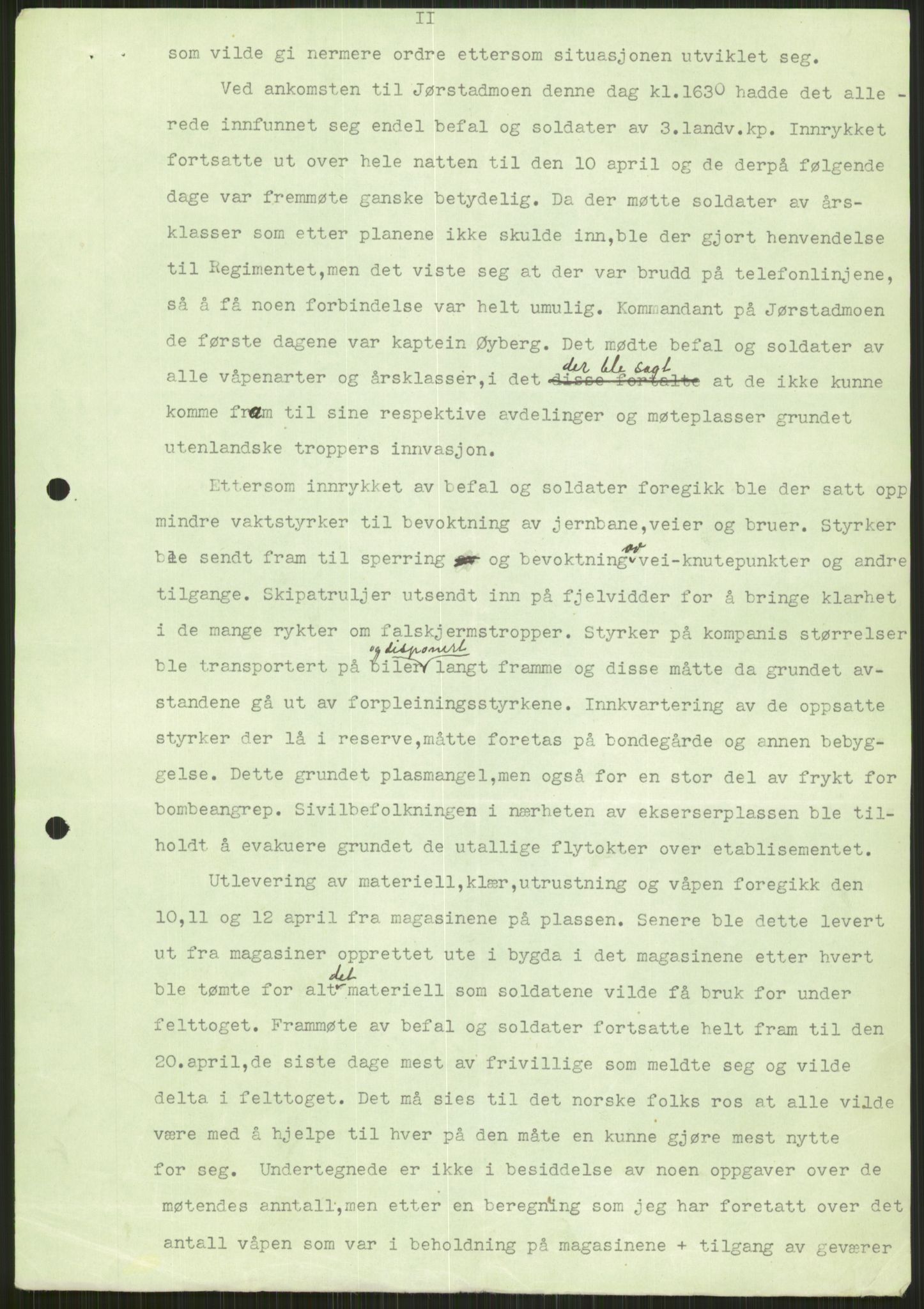 Forsvaret, Forsvarets krigshistoriske avdeling, AV/RA-RAFA-2017/Y/Ya/L0014: II-C-11-31 - Fylkesmenn.  Rapporter om krigsbegivenhetene 1940., 1940, p. 63