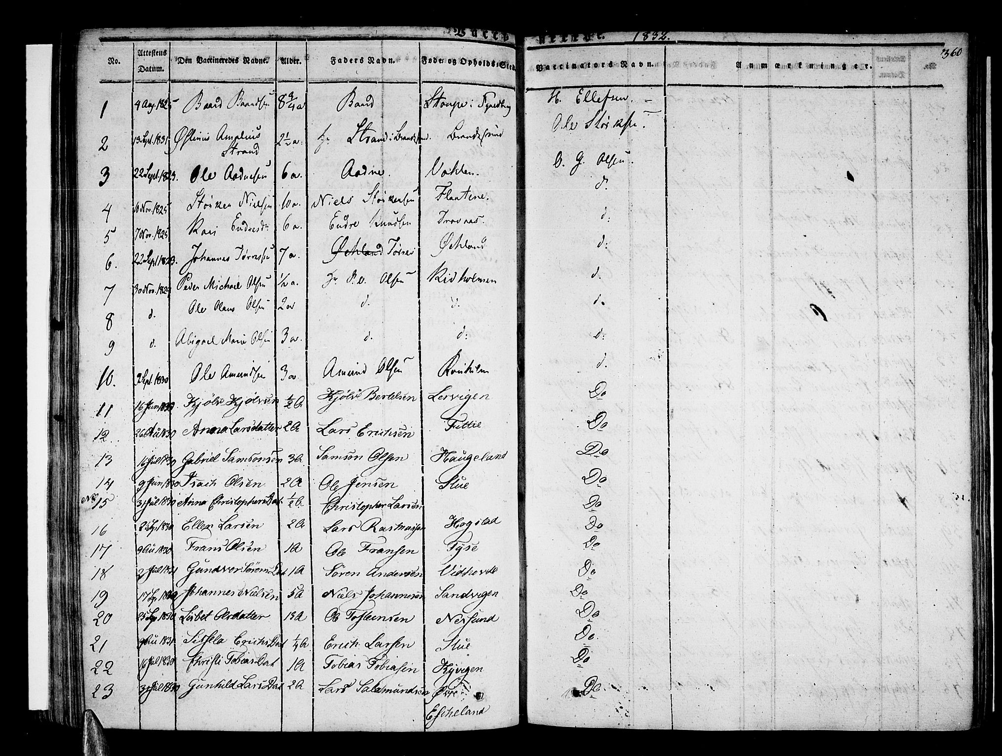 Stord sokneprestembete, SAB/A-78201/H/Haa: Parish register (official) no. A 6, 1826-1840, p. 360