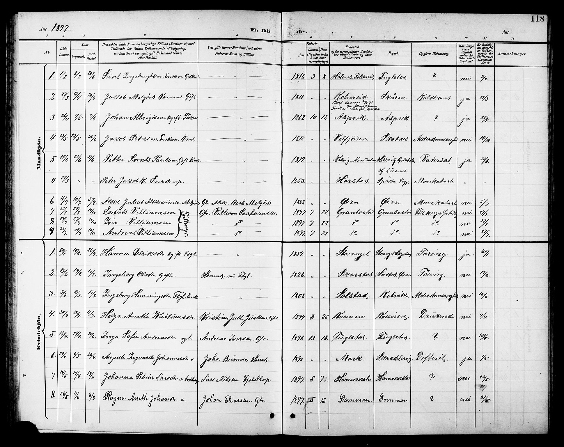 Ministerialprotokoller, klokkerbøker og fødselsregistre - Nordland, SAT/A-1459/810/L0161: Parish register (copy) no. 810C04, 1897-1910, p. 118