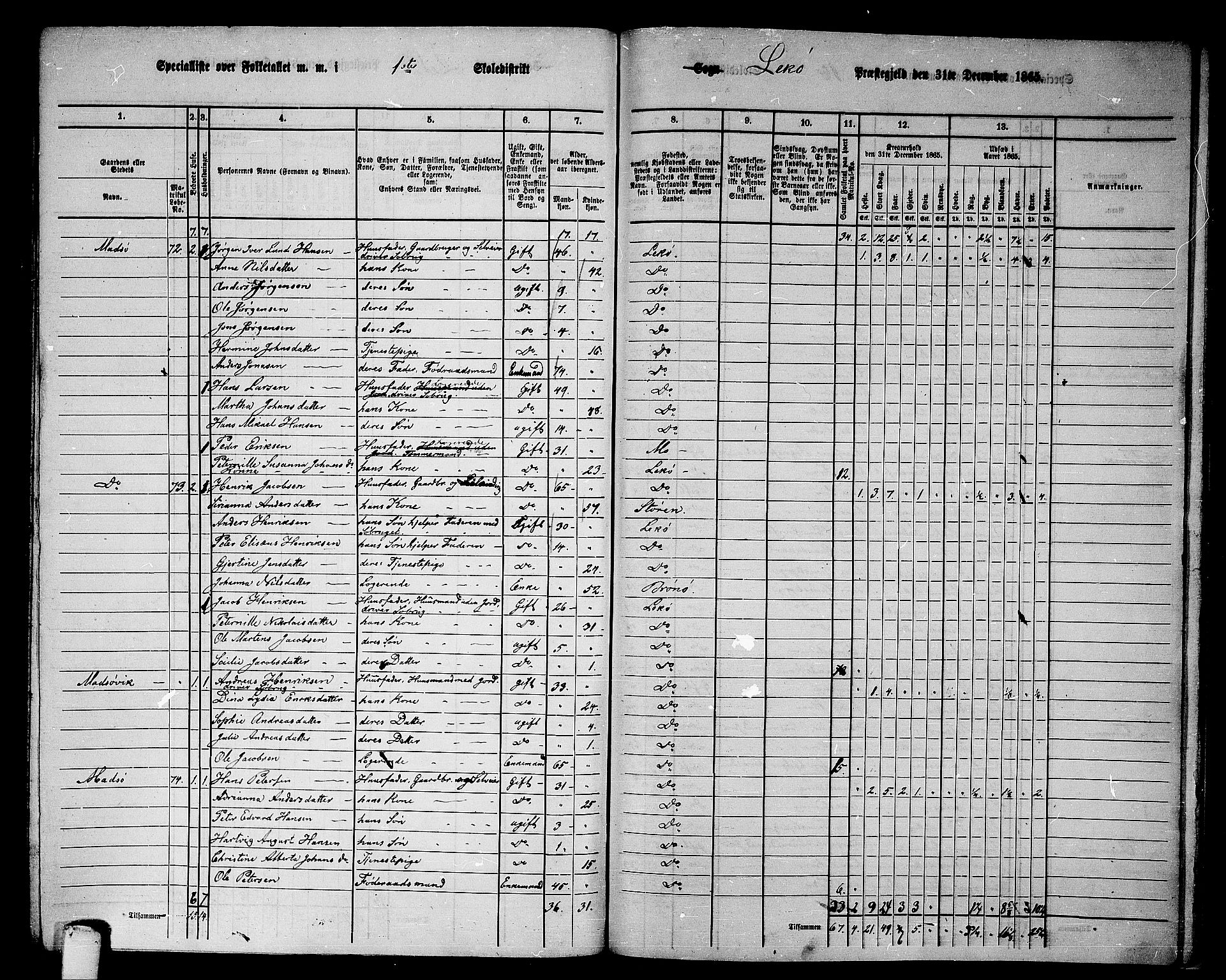 RA, 1865 census for Leka, 1865, p. 45