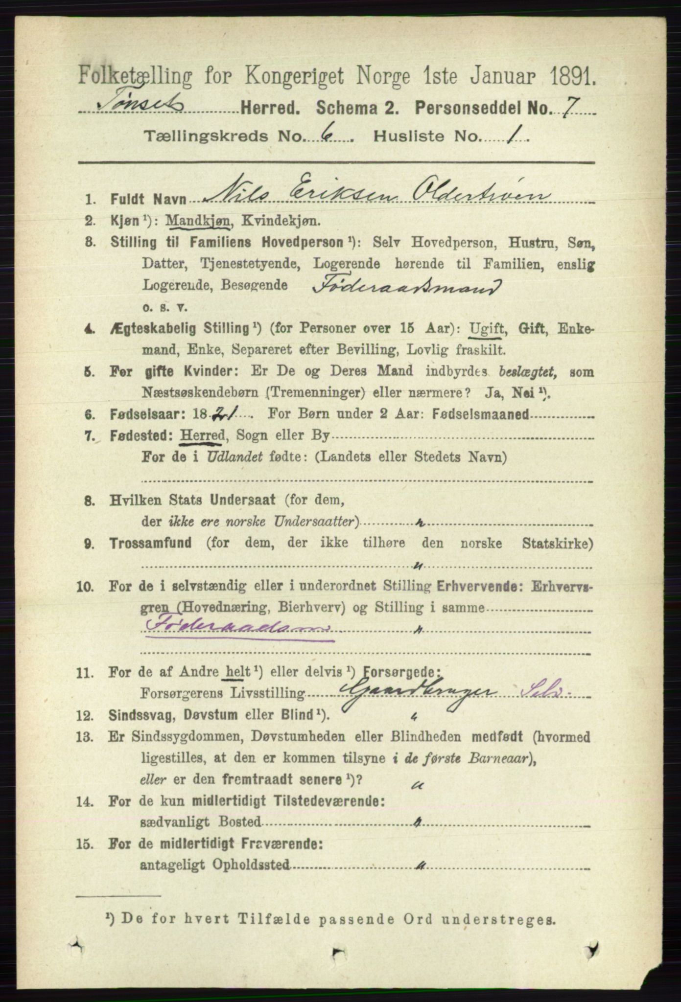 RA, 1891 census for 0437 Tynset, 1891, p. 1470