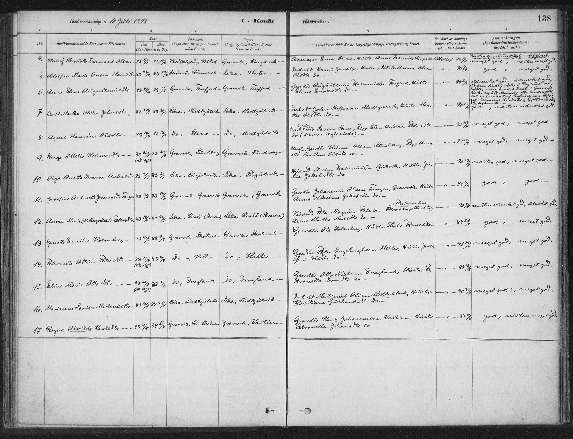Ministerialprotokoller, klokkerbøker og fødselsregistre - Nord-Trøndelag, AV/SAT-A-1458/788/L0697: Parish register (official) no. 788A04, 1878-1902, p. 138