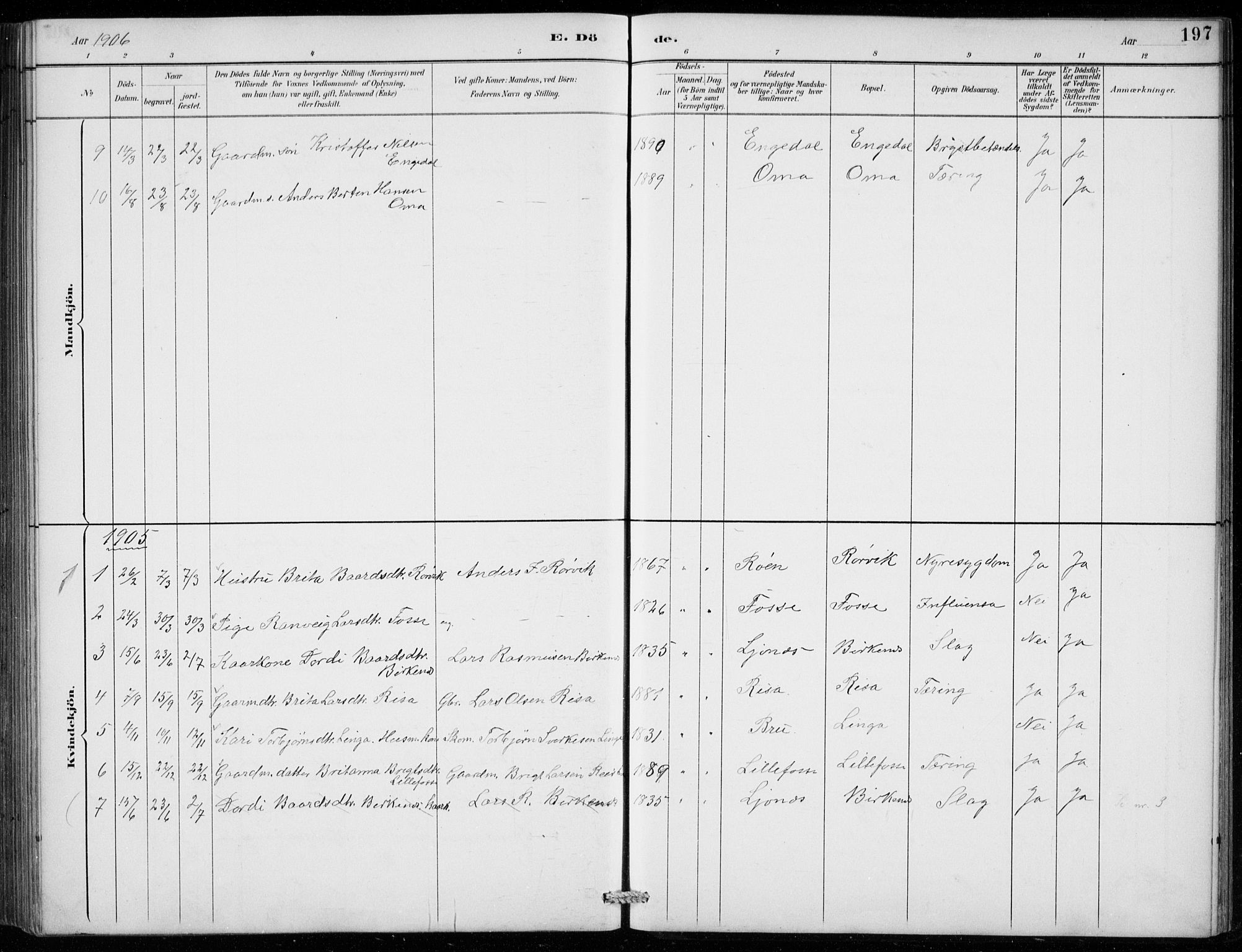 Strandebarm sokneprestembete, AV/SAB-A-78401/H/Hab: Parish register (copy) no. B  1, 1891-1914, p. 197