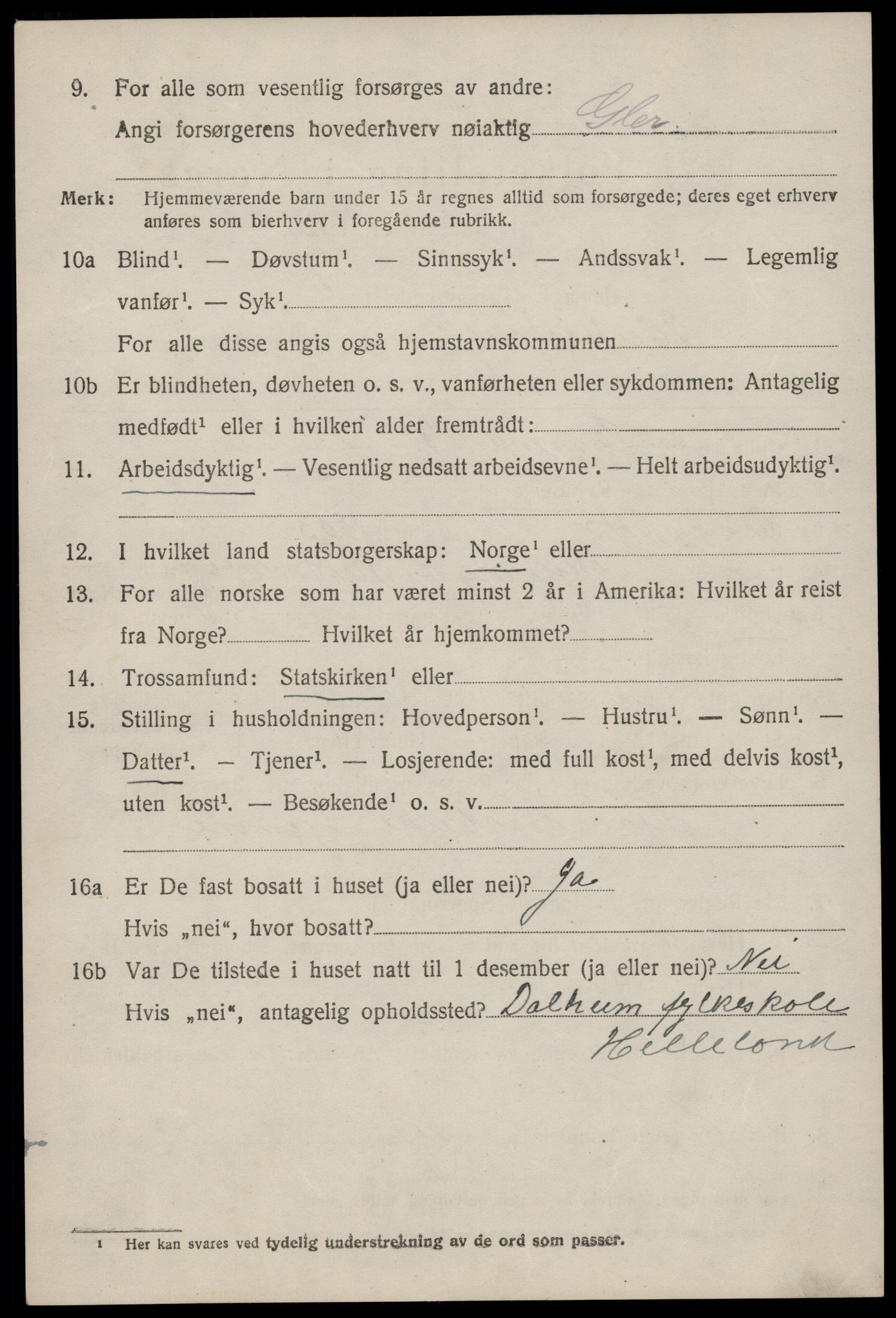 SAST, 1920 census for Heskestad, 1920, p. 2032