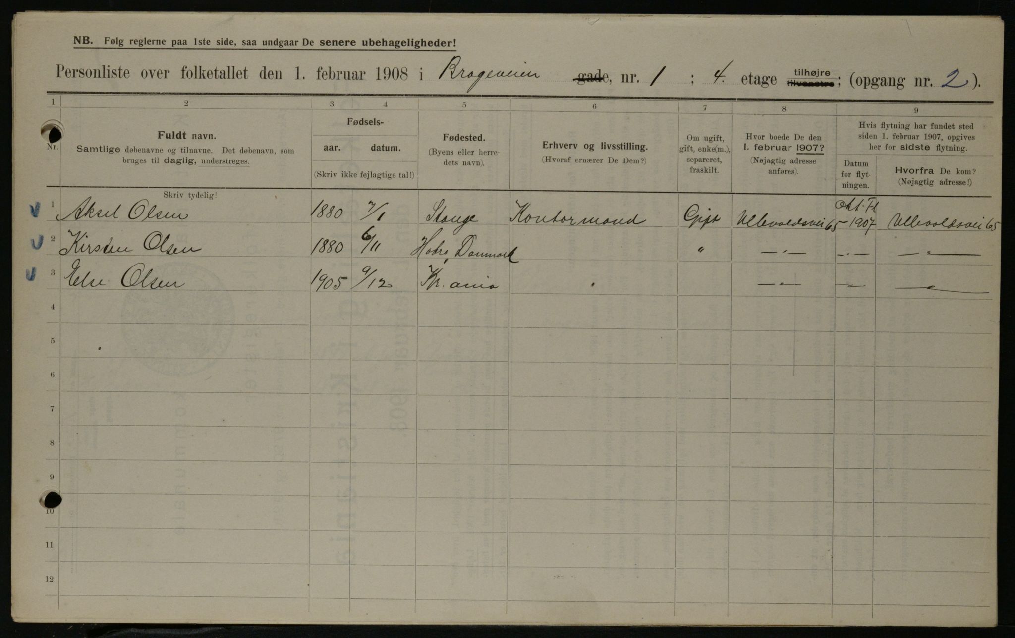 OBA, Municipal Census 1908 for Kristiania, 1908, p. 7803