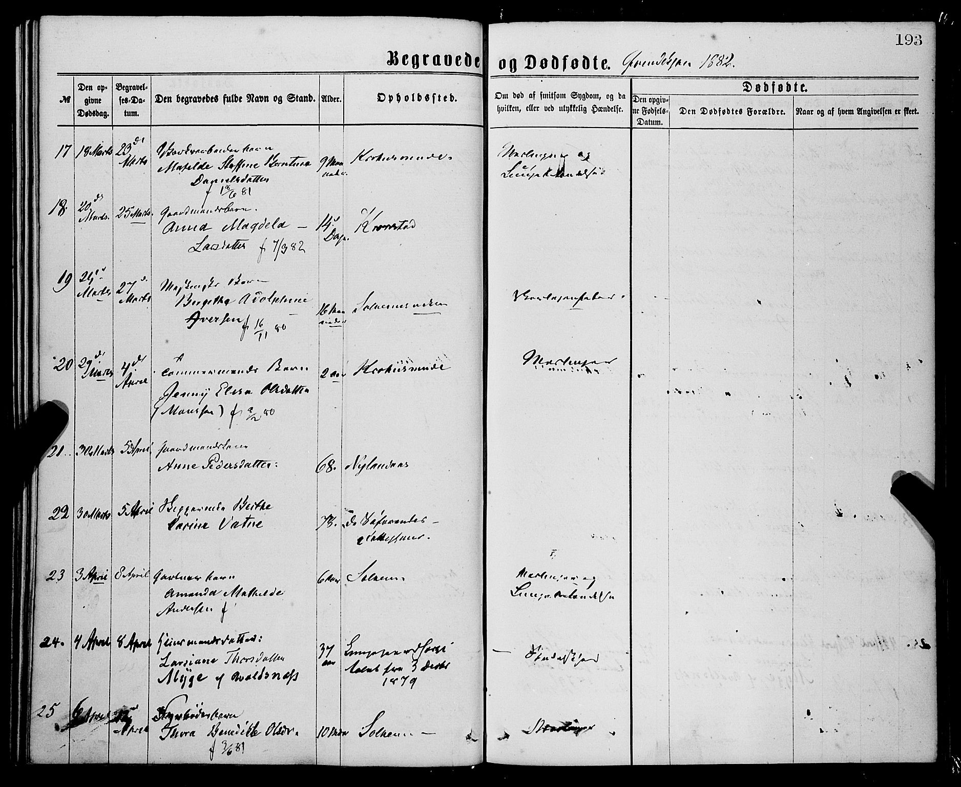 St. Jørgens hospital og Årstad sokneprestembete, AV/SAB-A-99934: Parish register (official) no. A 11, 1864-1886, p. 193