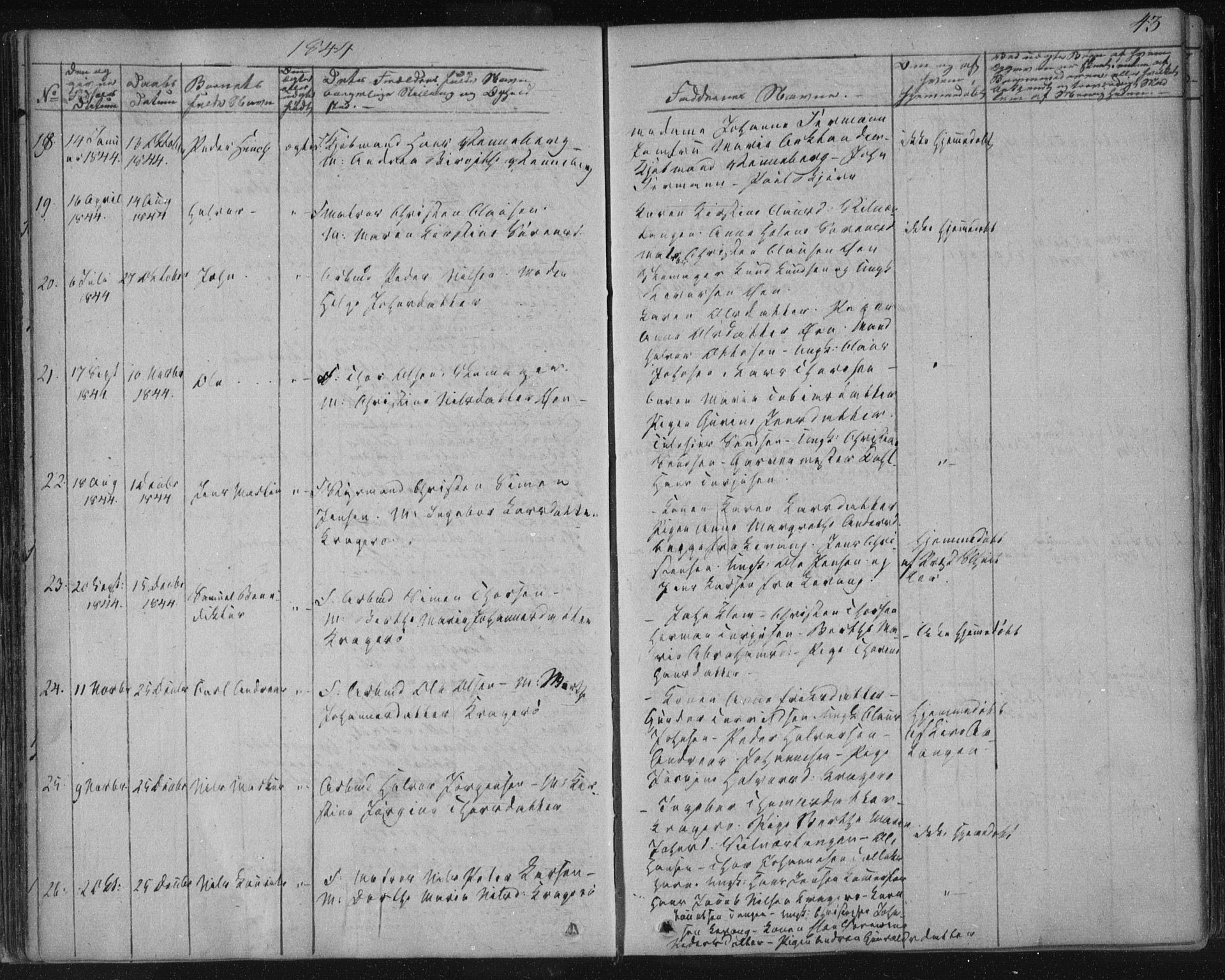 Kragerø kirkebøker, AV/SAKO-A-278/F/Fa/L0005: Parish register (official) no. 5, 1832-1847, p. 43