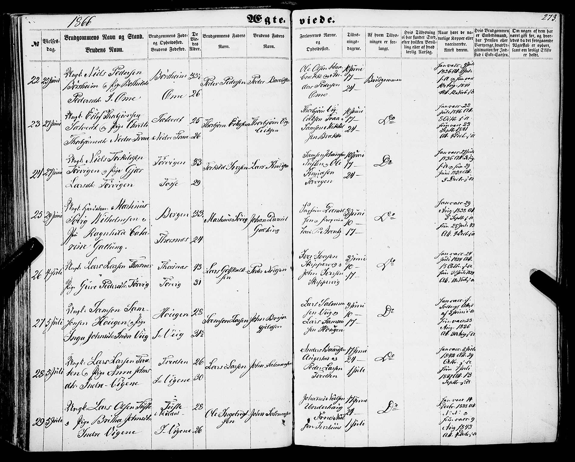 Strandebarm sokneprestembete, SAB/A-78401/H/Haa: Parish register (official) no. A 8, 1858-1872, p. 273