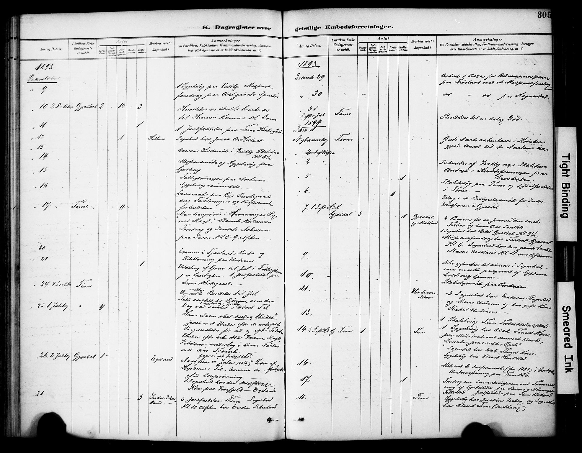 Lye sokneprestkontor, AV/SAST-A-101794/001/30BA/L0011: Parish register (official) no. A 9, 1893-1903, p. 305