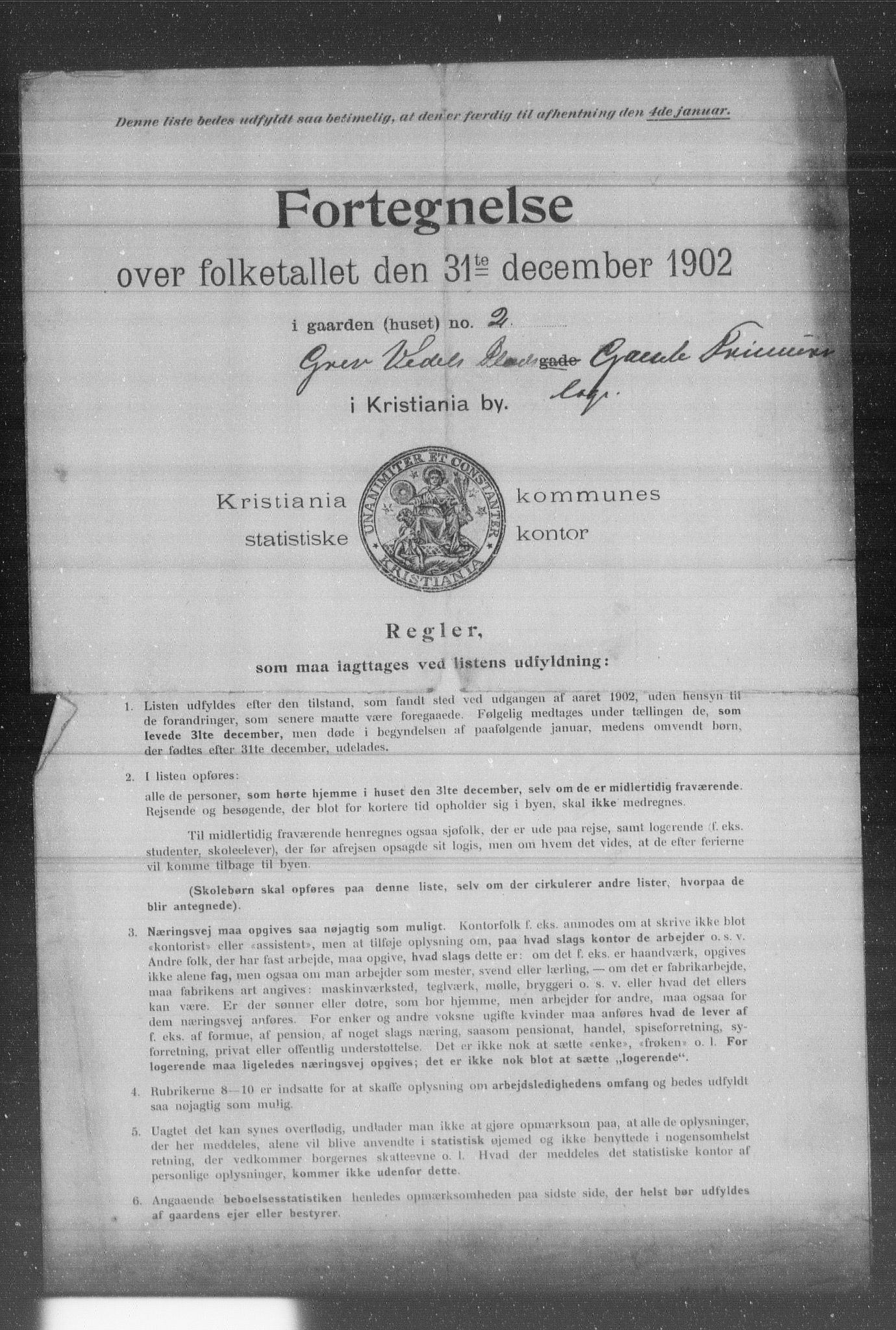 OBA, Municipal Census 1902 for Kristiania, 1902, p. 19