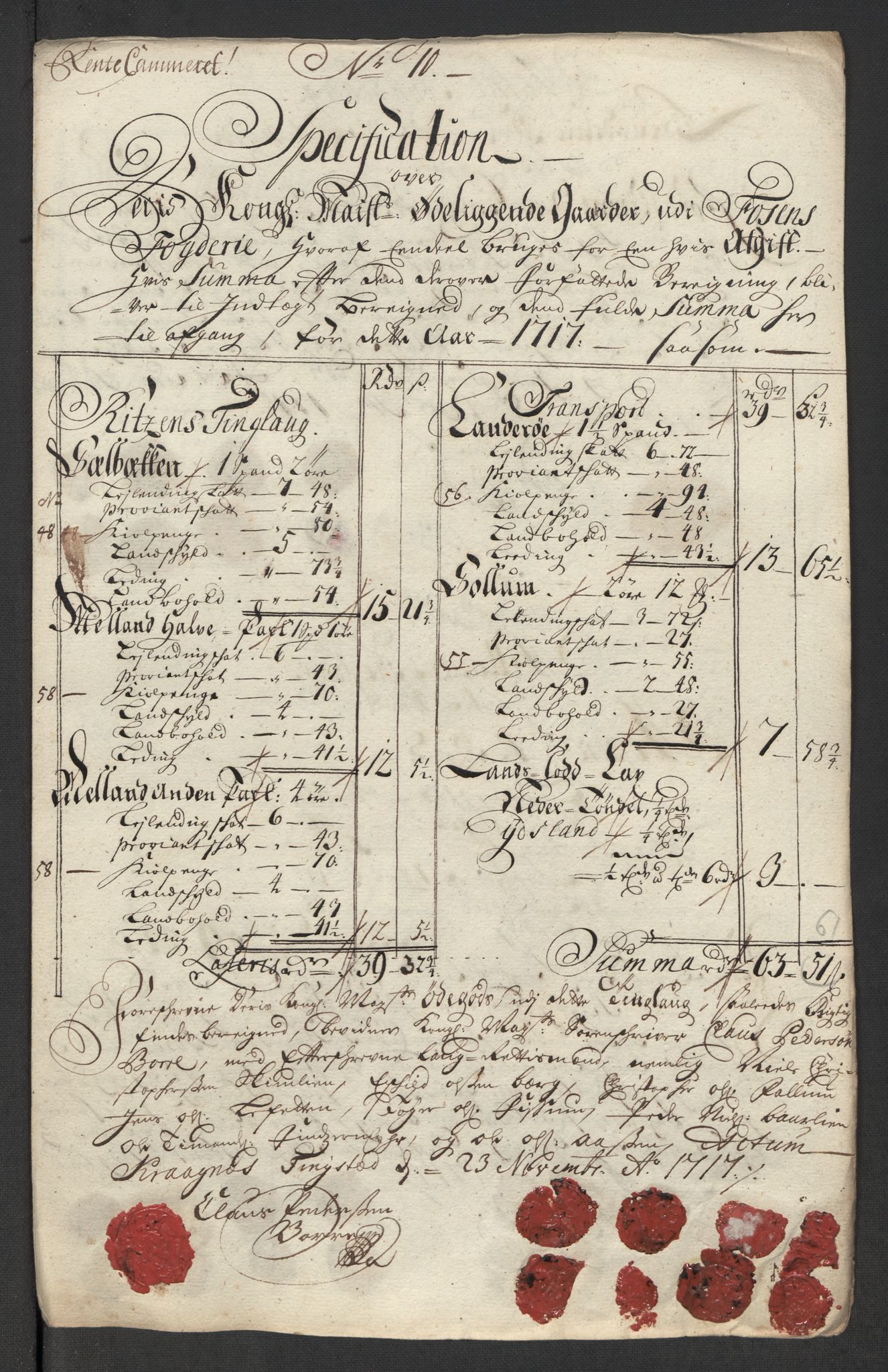 Rentekammeret inntil 1814, Reviderte regnskaper, Fogderegnskap, AV/RA-EA-4092/R57/L3865: Fogderegnskap Fosen, 1717, p. 222