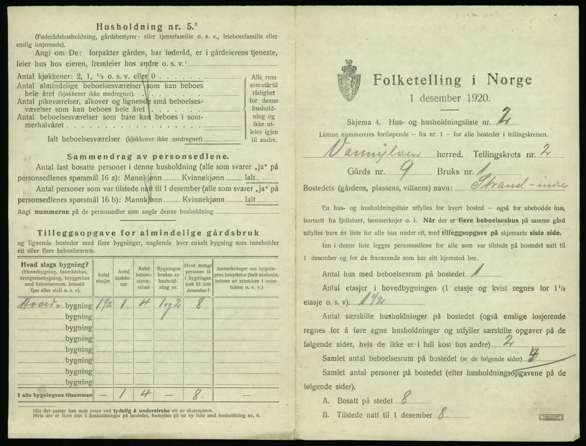 SAT, 1920 census for Vanylven, 1920, p. 97