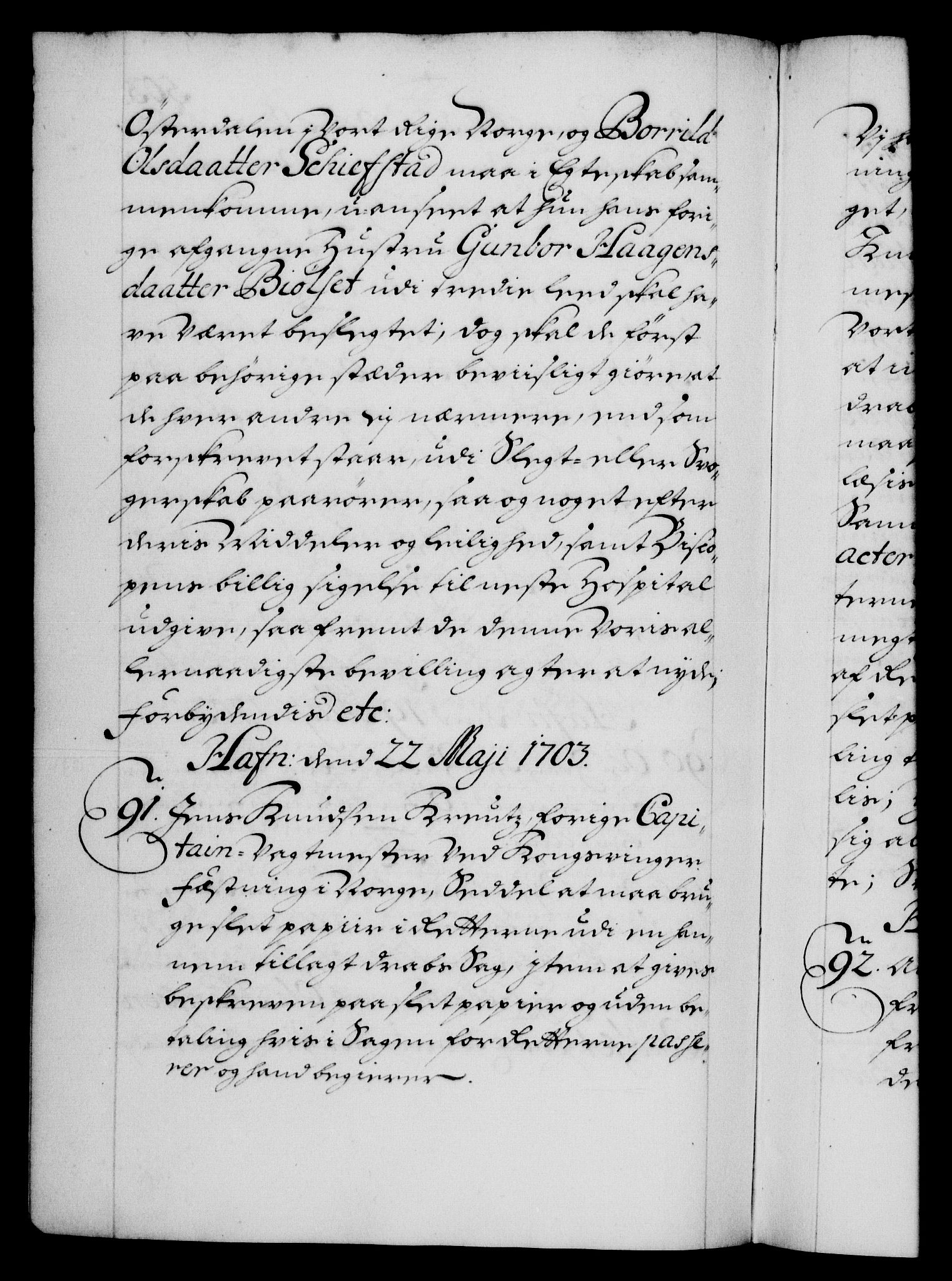 Danske Kanselli 1572-1799, AV/RA-EA-3023/F/Fc/Fca/Fcaa/L0018: Norske registre, 1699-1703, p. 503b