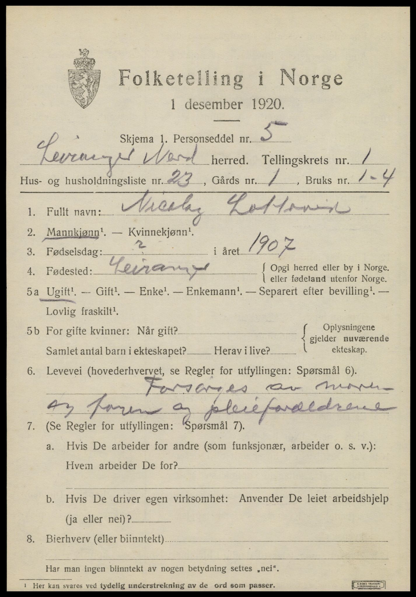 SAT, 1920 census for Leiranger, 1920, p. 769