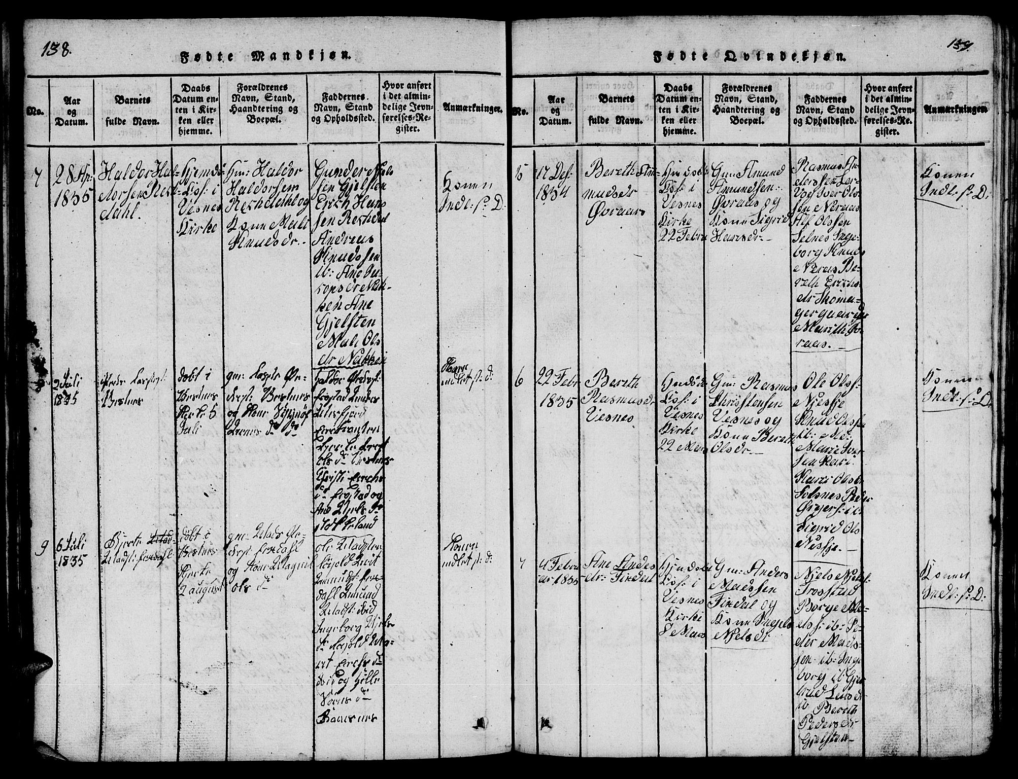 Ministerialprotokoller, klokkerbøker og fødselsregistre - Møre og Romsdal, AV/SAT-A-1454/539/L0535: Parish register (copy) no. 539C01, 1818-1842, p. 138-139