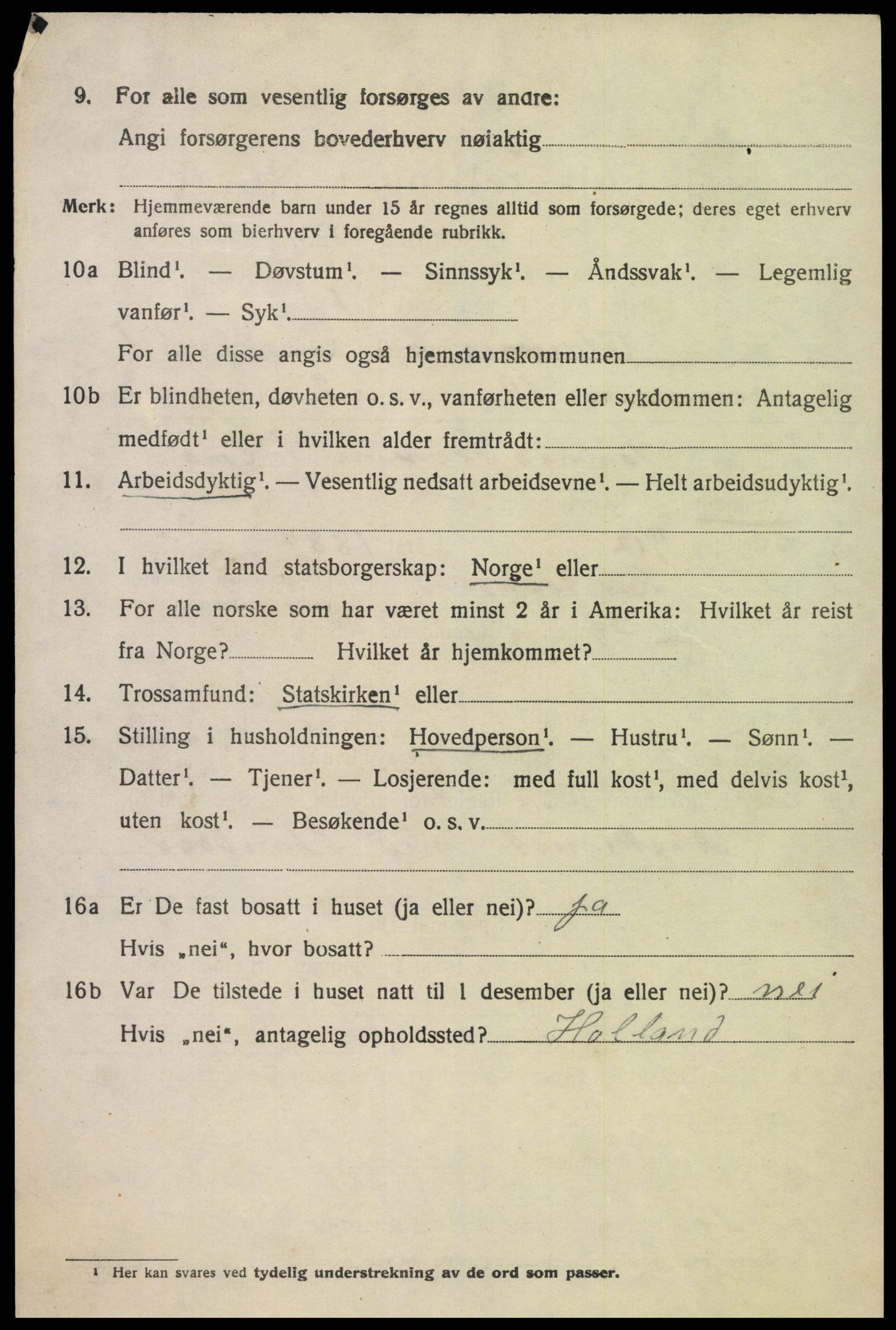 SAK, 1920 census for Oddernes, 1920, p. 2132