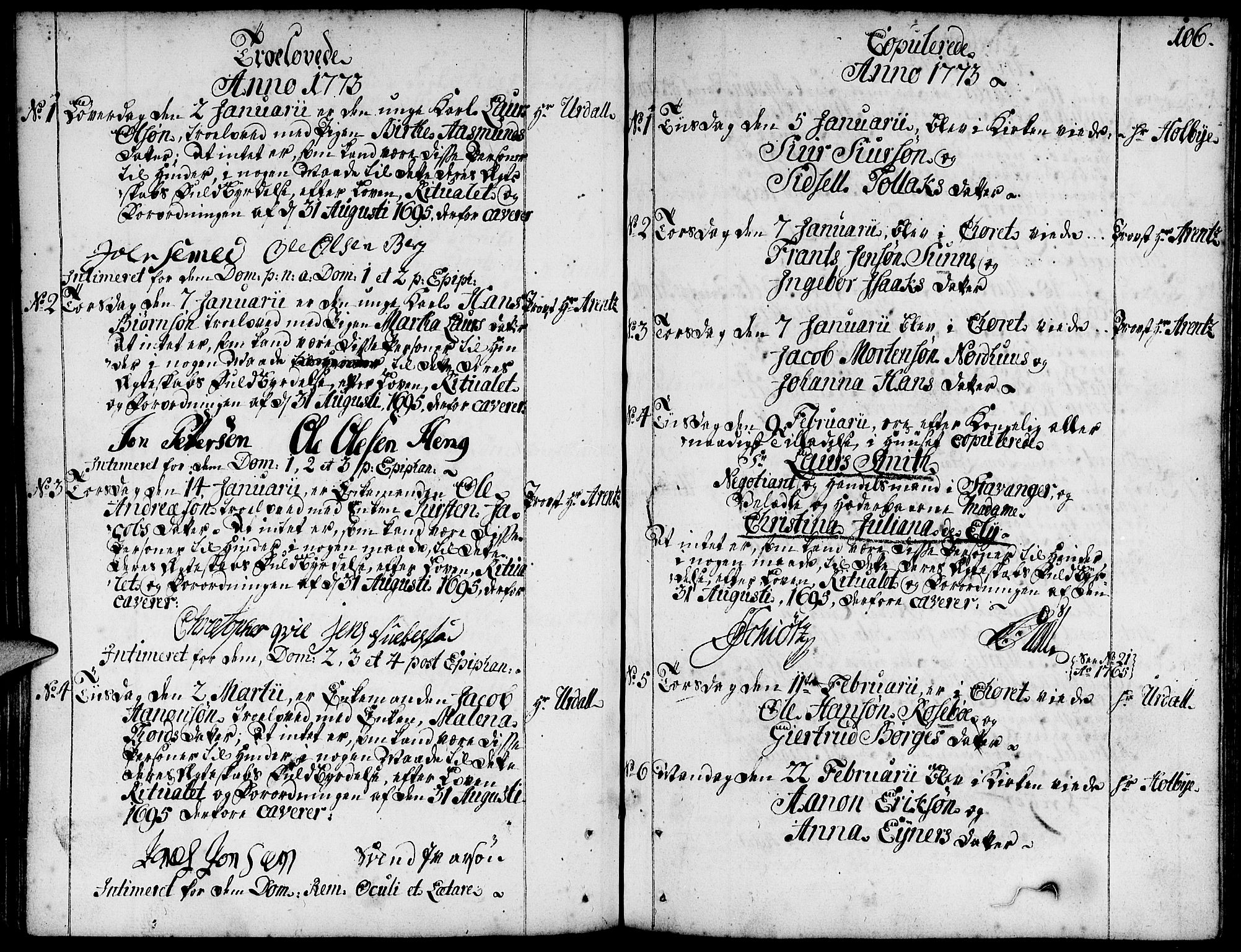 Domkirken sokneprestkontor, SAST/A-101812/001/30/30BA/L0004: Parish register (official) no. A 4, 1744-1782, p. 106