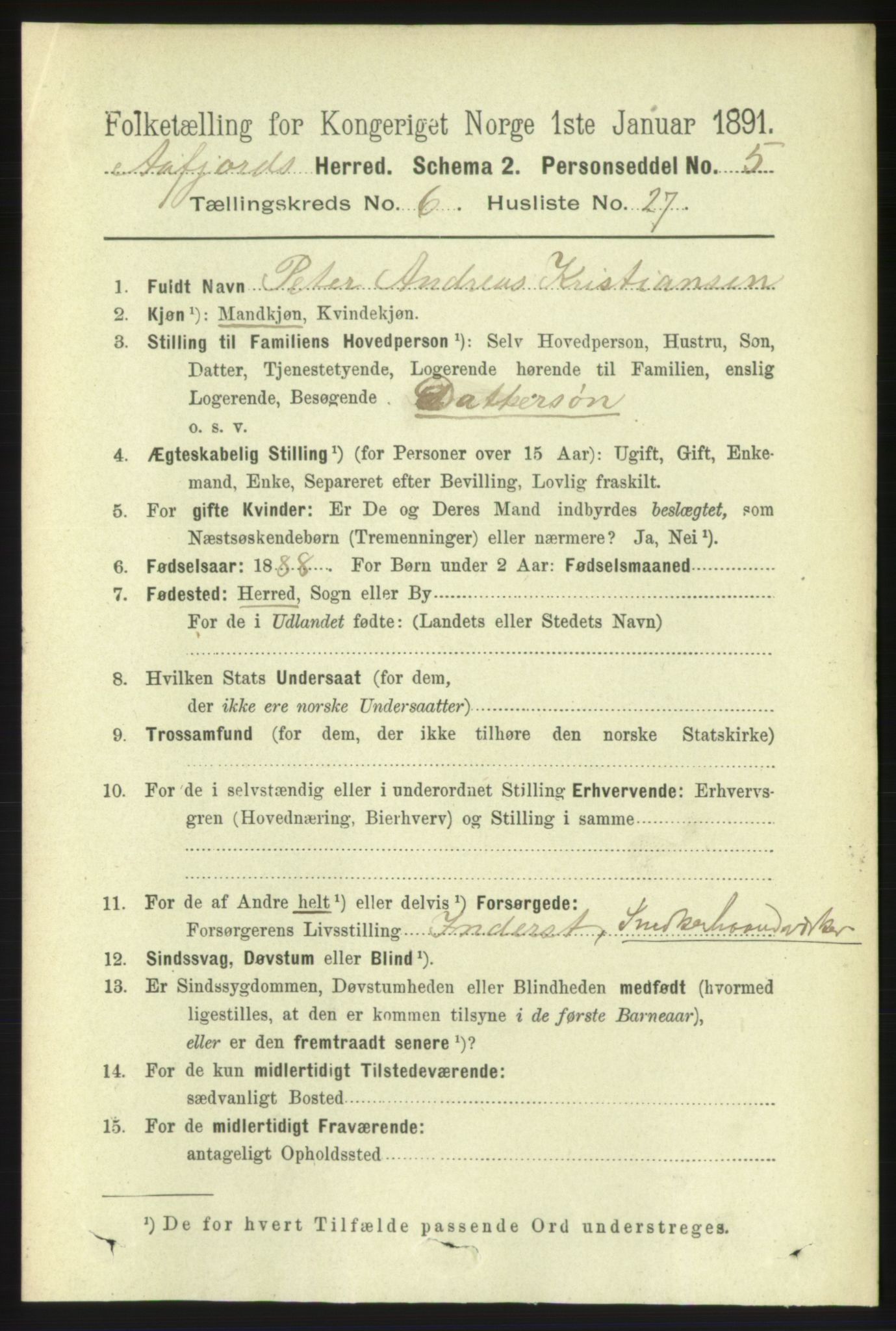 RA, 1891 census for 1630 Åfjord, 1891, p. 1641